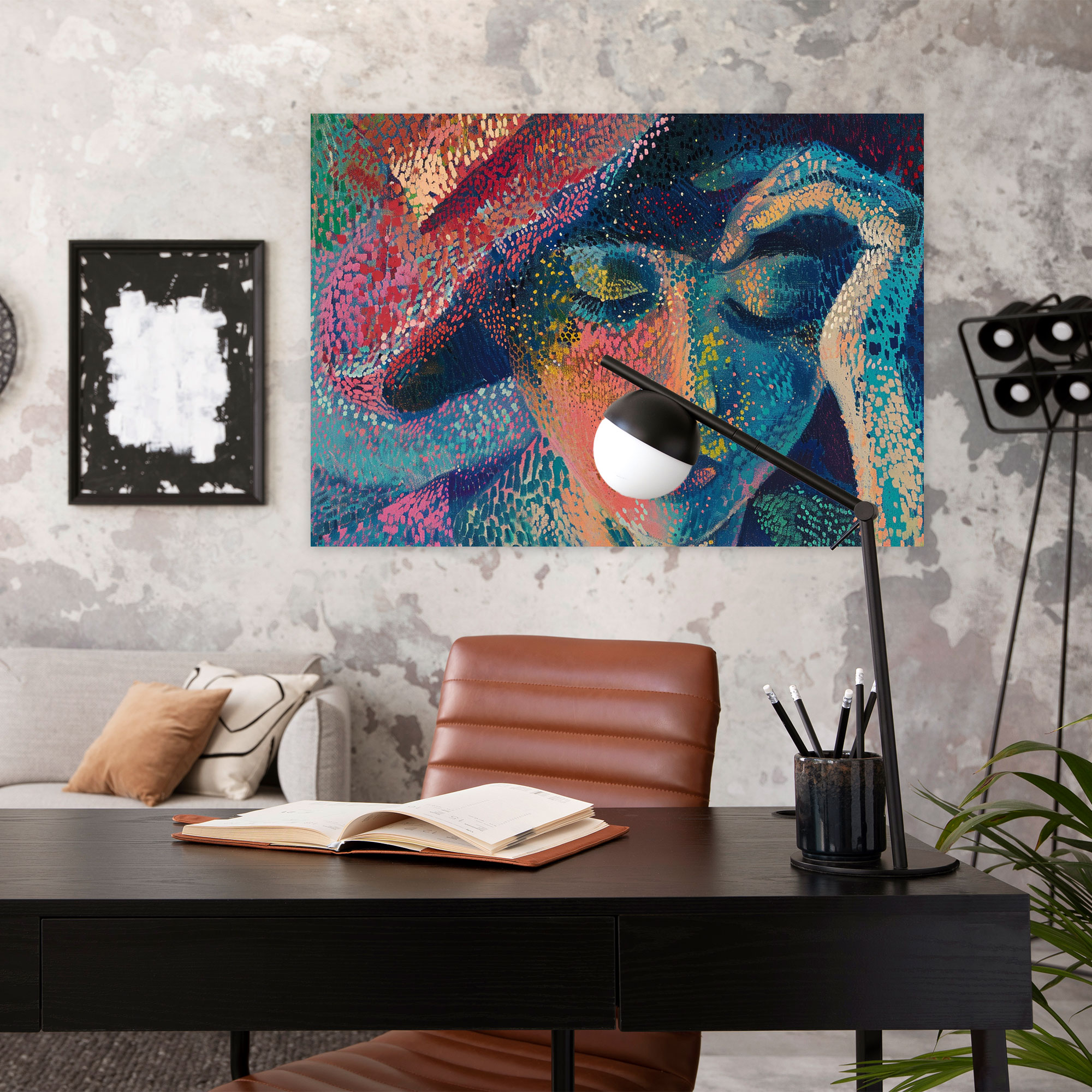 Elegant Figure Study Canvas Print - Pointillism, Canvas Wall Art, Wall Art, Pointillism
