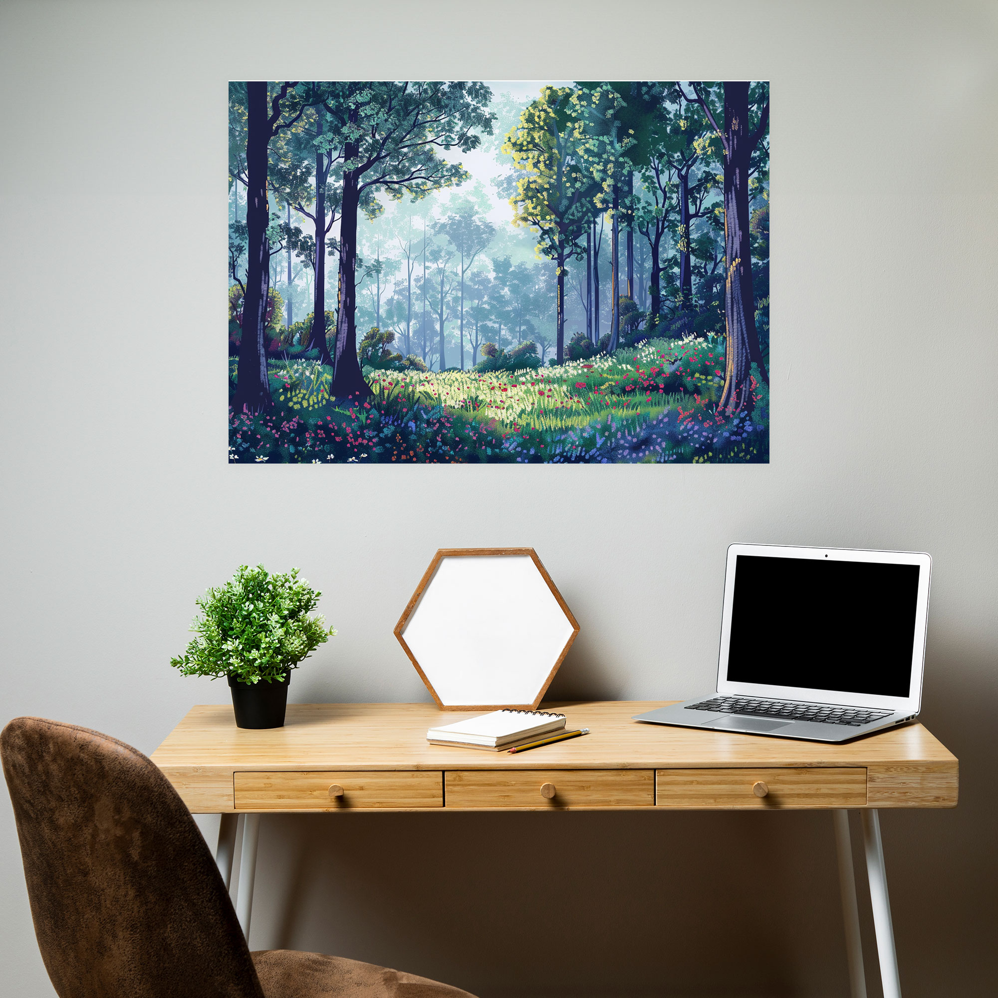Peaceful Forest Scene Canvas Print - Pointillism, Pointillism, Canvas Print, Wall Art