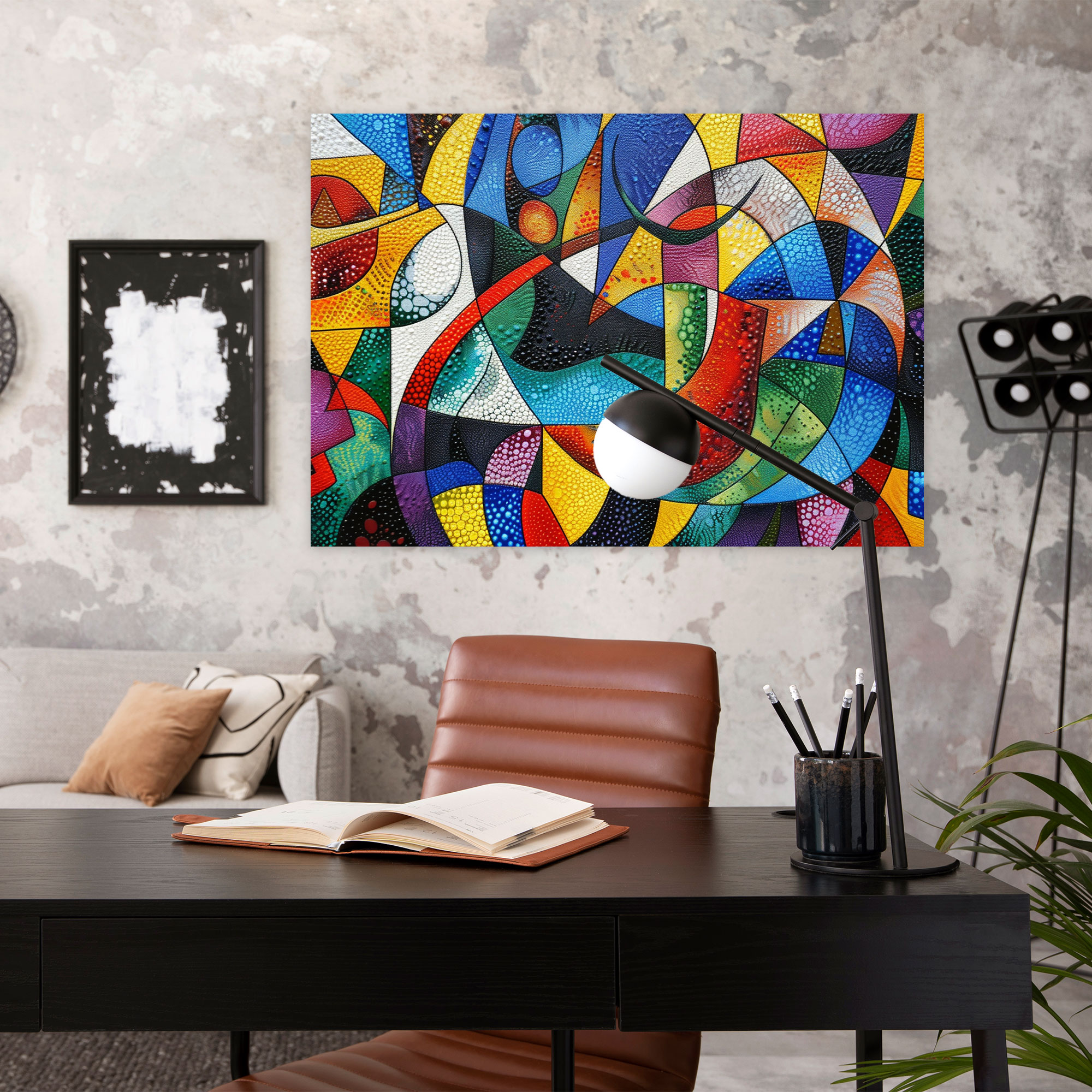 Bold Abstract Composition Wall Decoration - Pointillism, Wall Decoration, Pointillism, Canvas