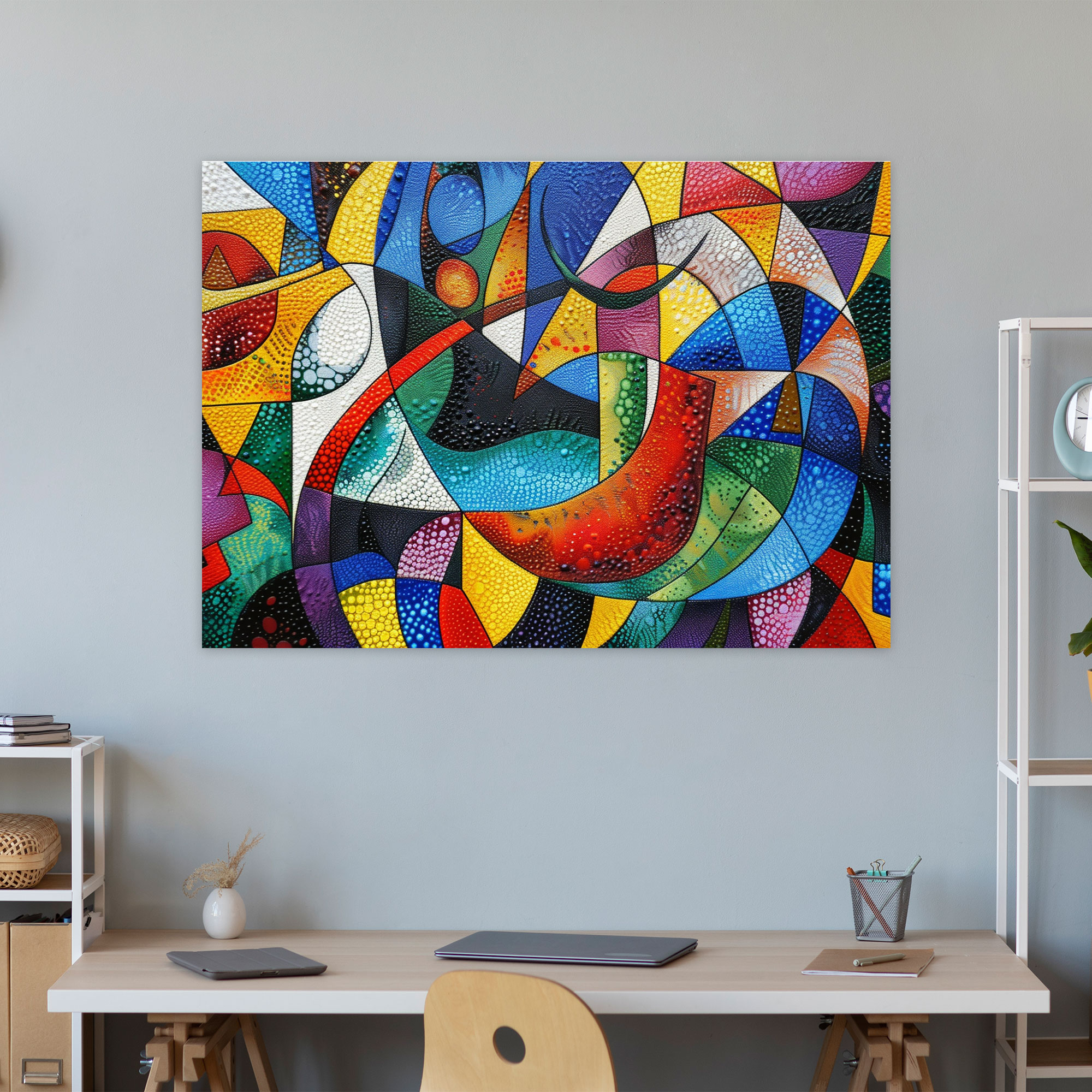 Bold Abstract Composition Wall Decoration - Pointillism, Wall Decoration, Pointillism, Canvas