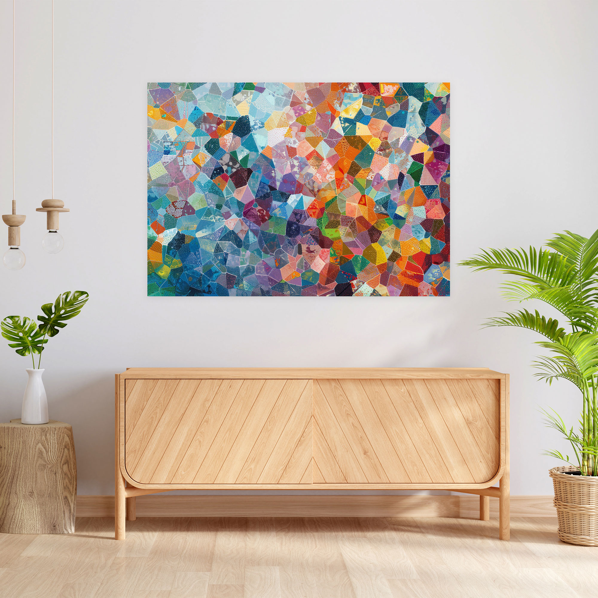 Abstract Geometric Patterns Pointillism Wall Art - Pointillism, Wall Decoration, Home Decoration, Canvas Wall Art