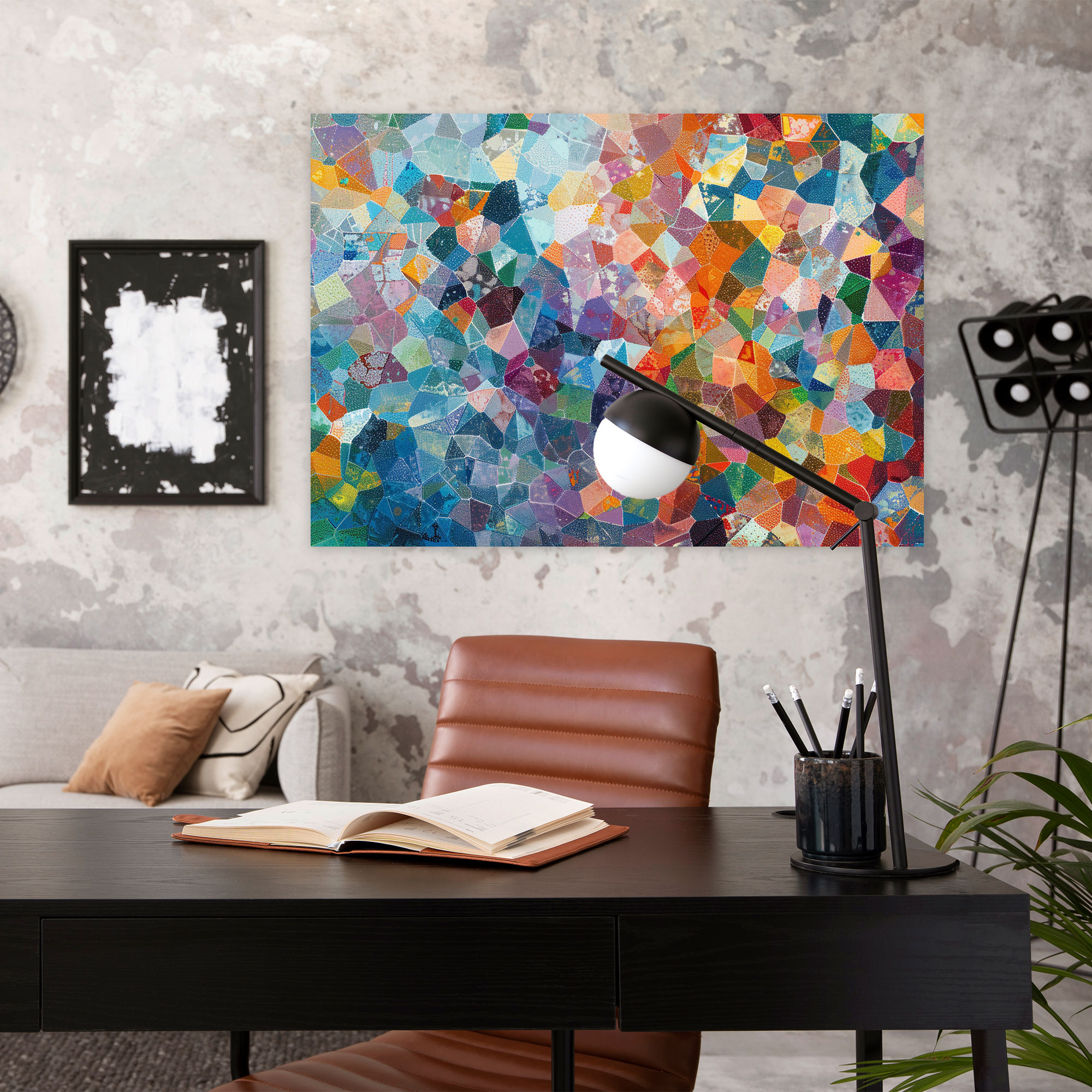 Abstract Geometric Patterns Pointillism Wall Art - Pointillism, Wall Decoration, Home Decoration, Canvas Wall Art