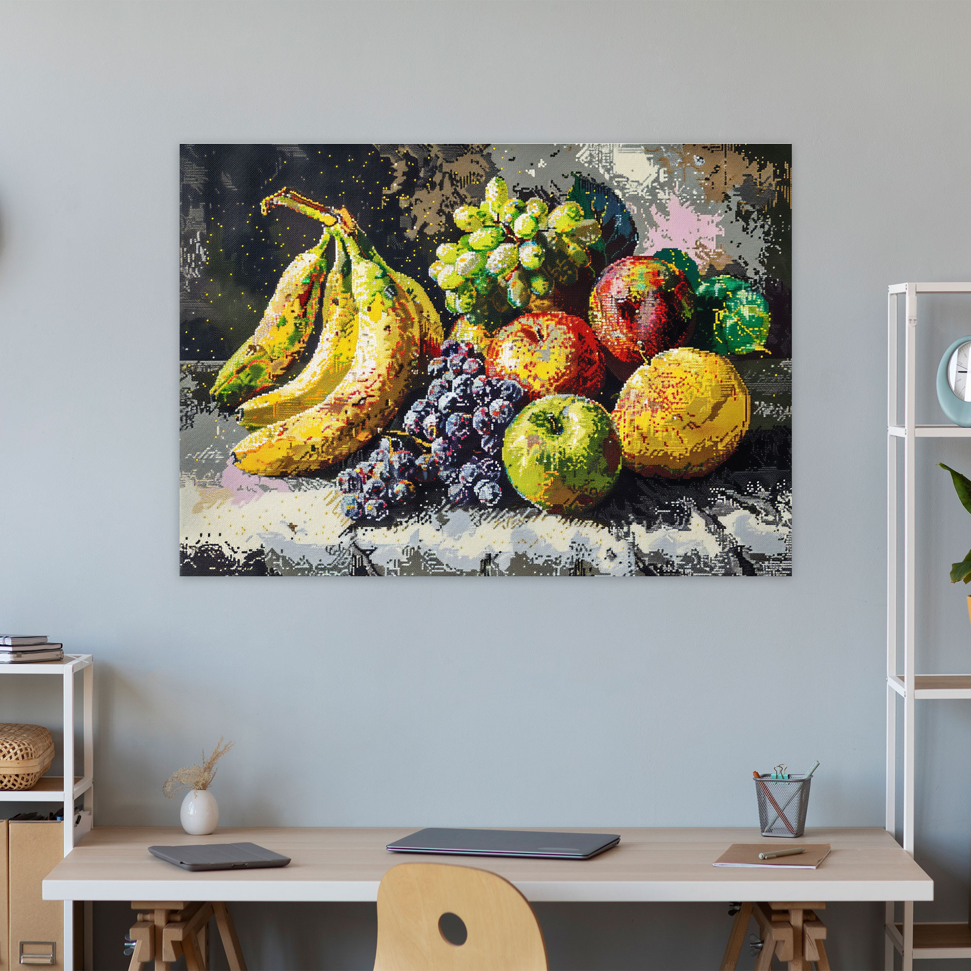 Still Life Fruits Pointillism Canvas Print - Pointillism, Canvas Print, Wall Decoration, Fruits