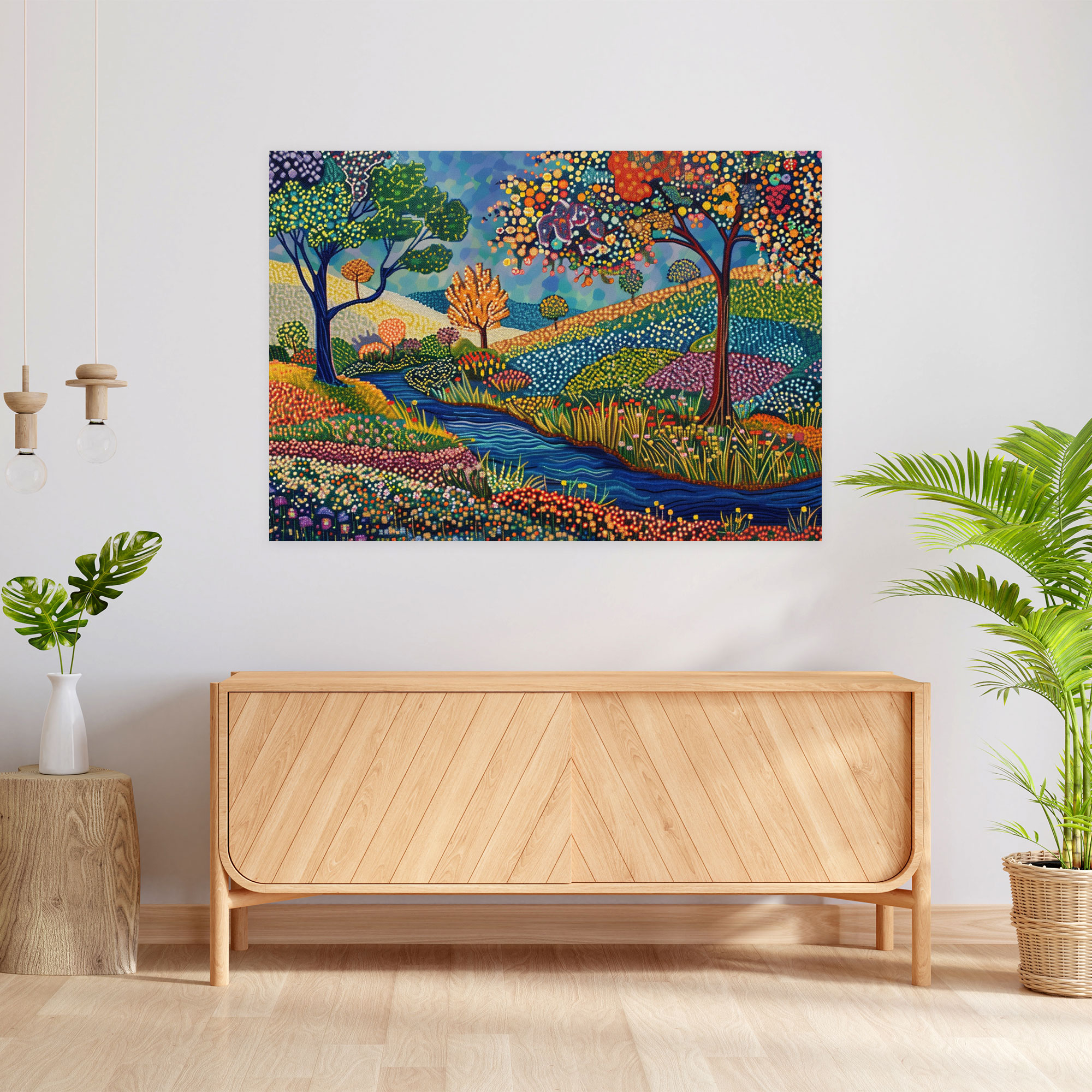 Tranquil Pointillism Canvas Wall Decoration - Pointillism, Canvas, Home Decoration, Pointillism