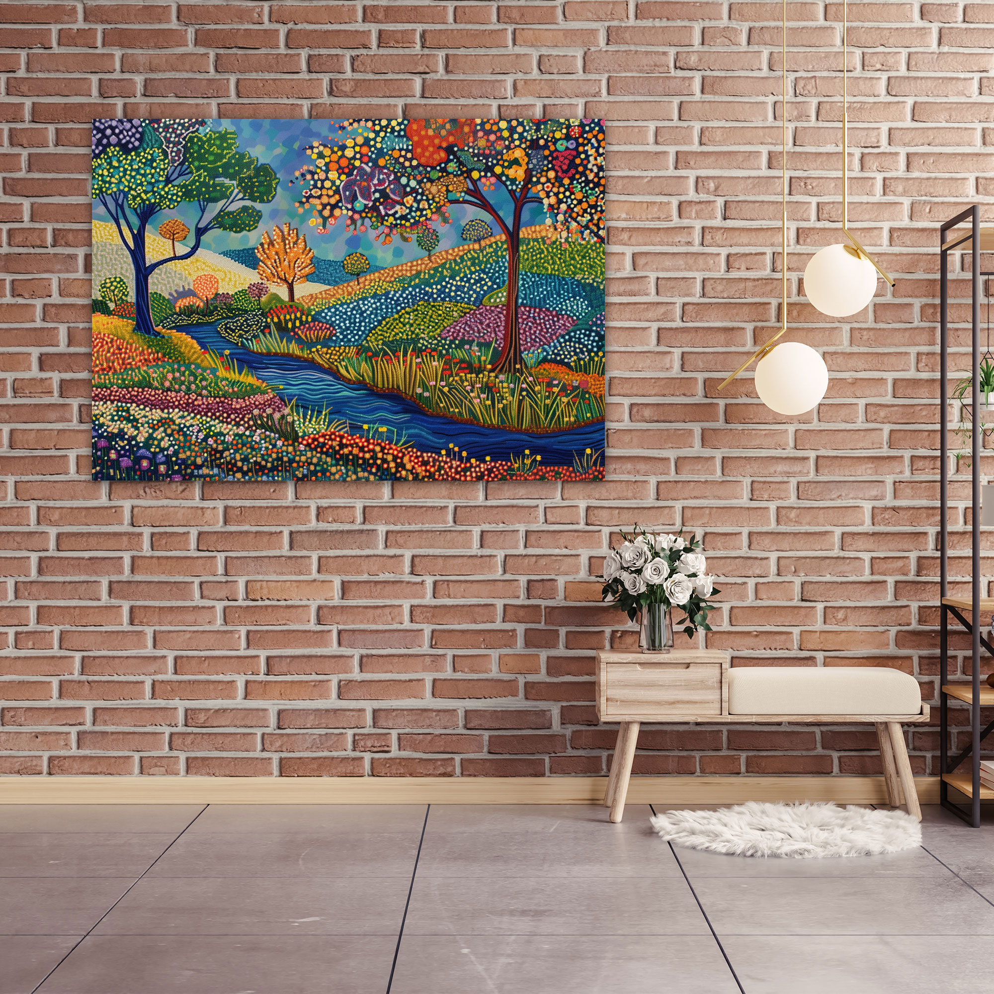 Tranquil Pointillism Canvas Wall Decoration - Pointillism, Canvas, Home Decoration, Pointillism
