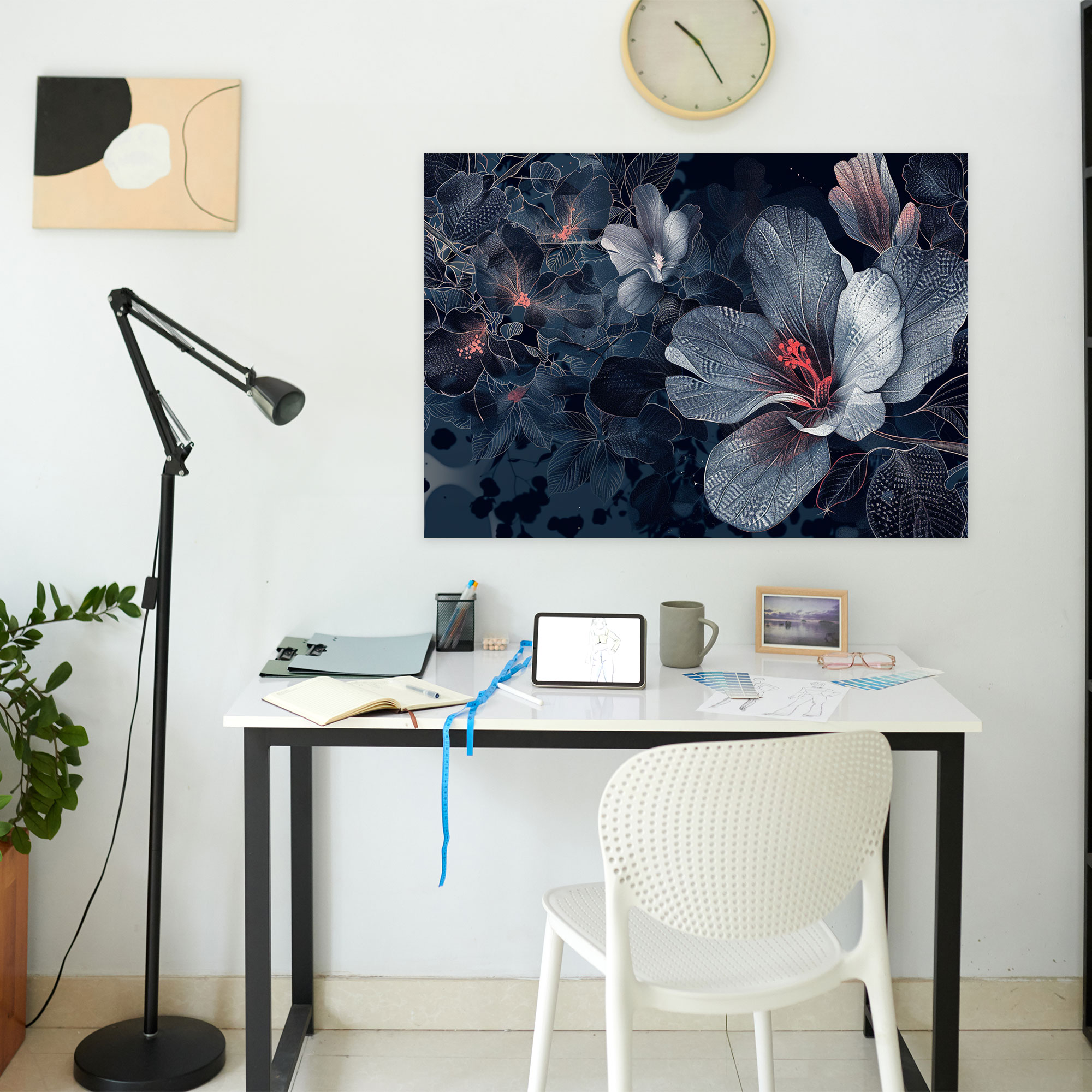 Elegant Floral Pointillism Canvas Wall Art - Pointillism, Wall Decoration, Canvas Wall Art, Pointillism