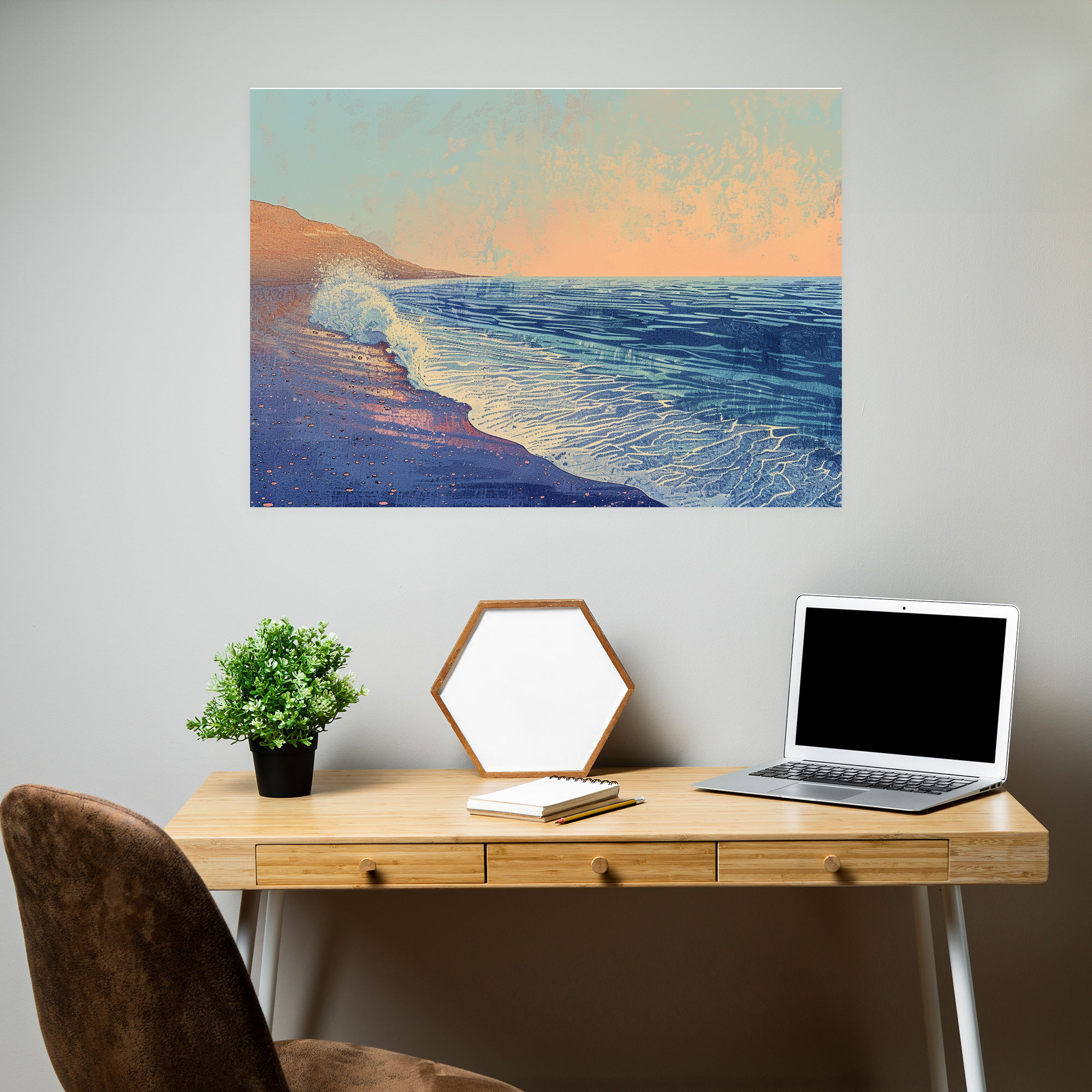 Serene Ocean Pointillism Canvas Wall Art - Pointillism, Wall Art, Canvas Wall Art, Pointillism