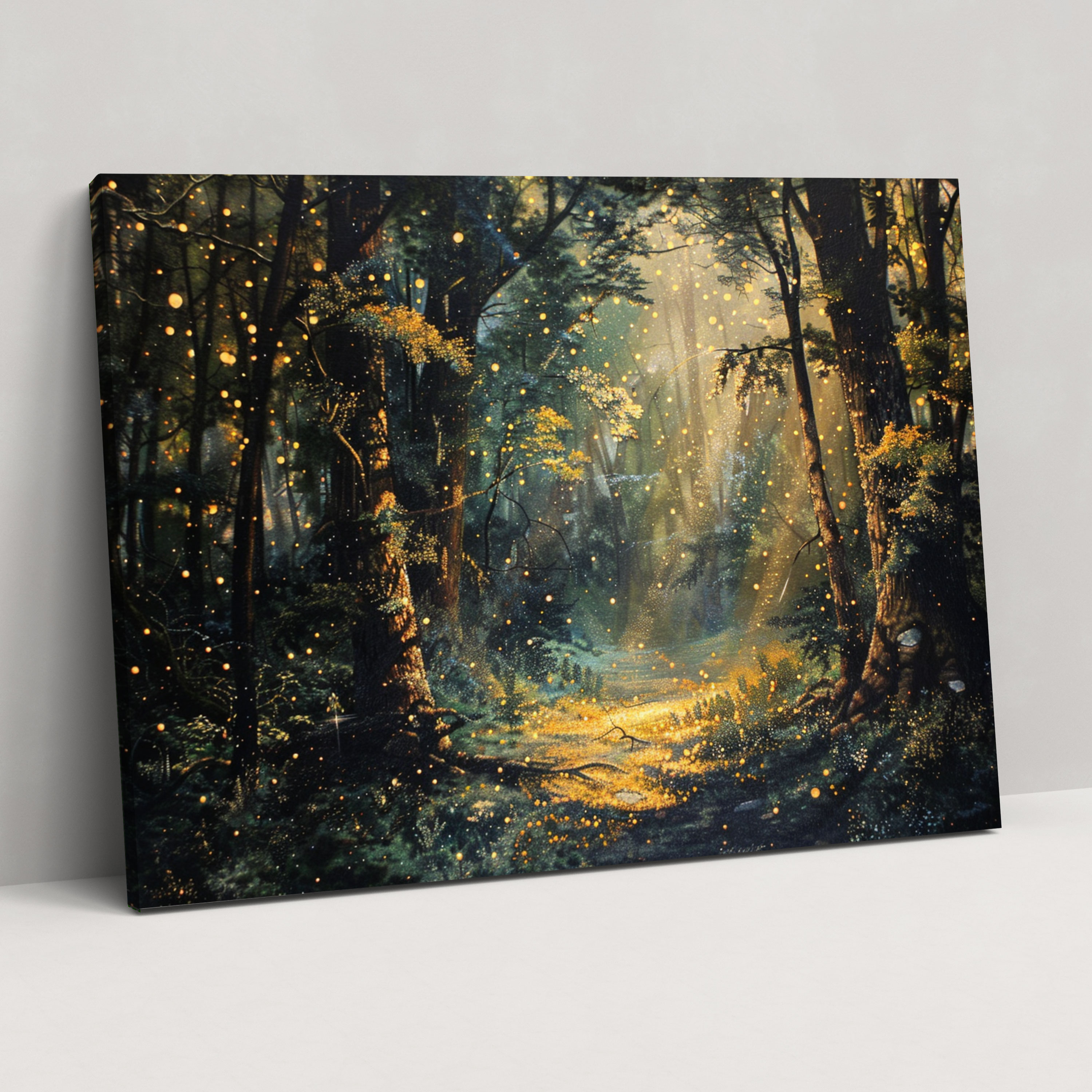 Enchanting Forest Pointillism Canvas Print - Pointillism, Canvas, Canvas Print, Canvas Wall Art