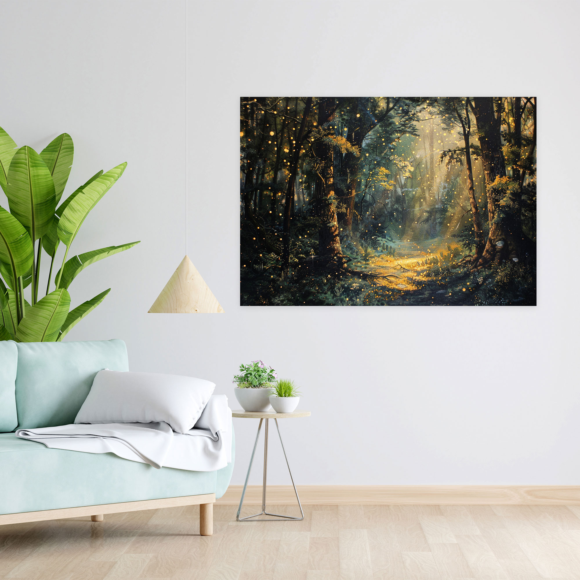 Enchanting Forest Pointillism Canvas Print - Pointillism, Canvas, Canvas Print, Canvas Wall Art