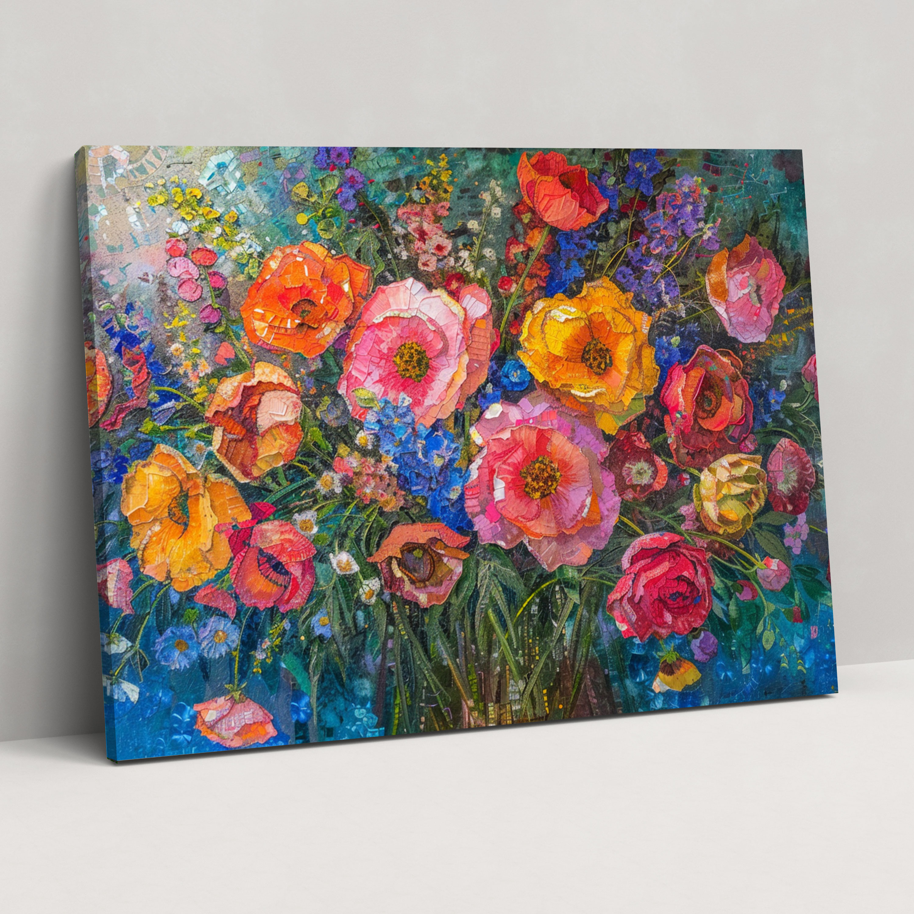 Blooming Floral Pointillism Canvas Print - Pointillism, Pointillism, Wall Art, Canvas Print