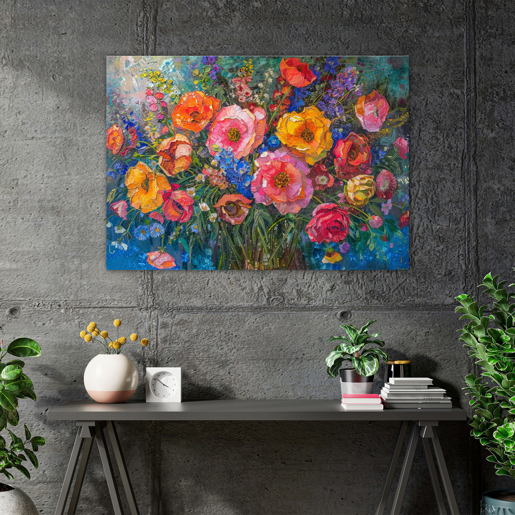 Blooming Floral Pointillism Canvas Print - Pointillism, Pointillism, Wall Art, Canvas Print