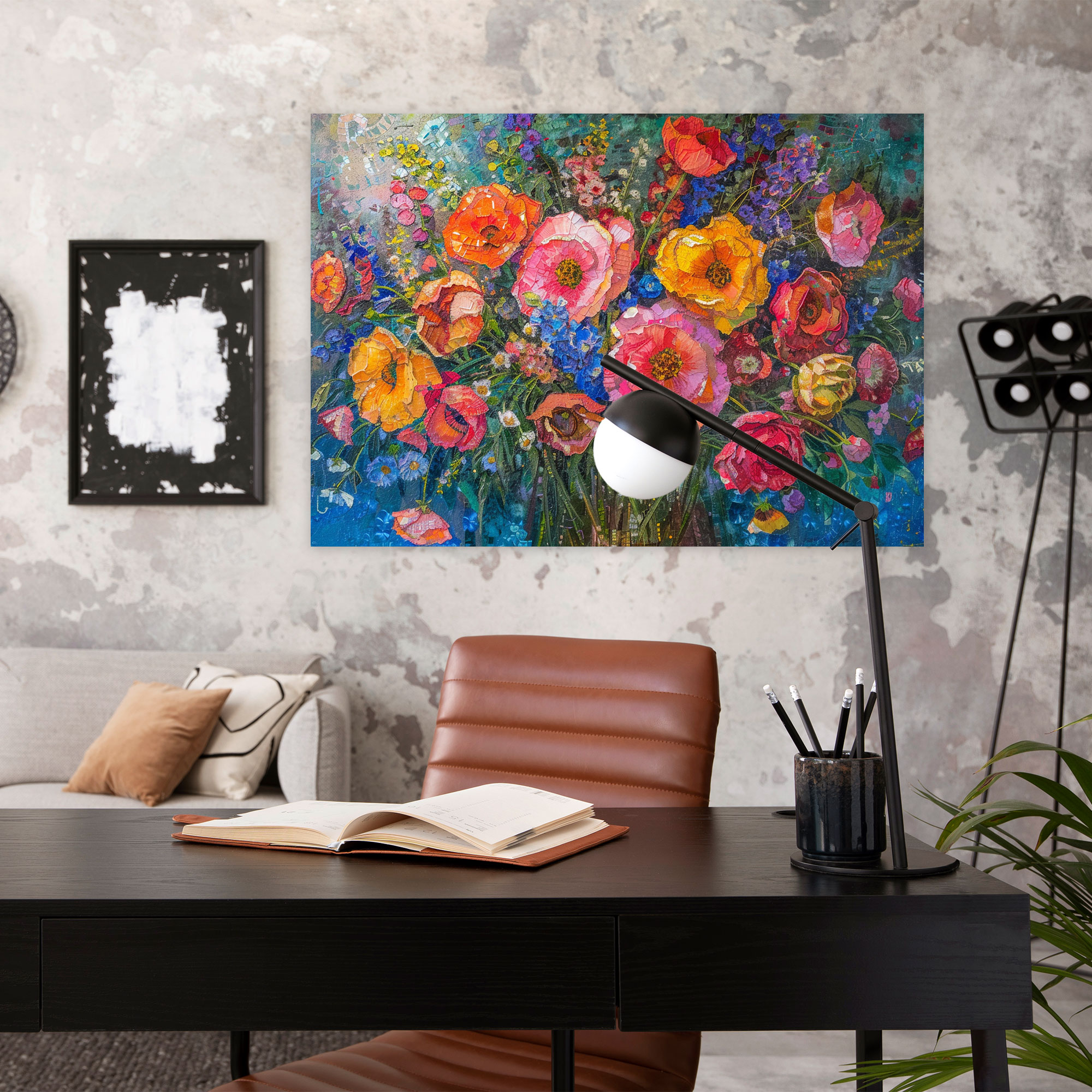 Blooming Floral Pointillism Canvas Print - Pointillism, Pointillism, Wall Art, Canvas Print