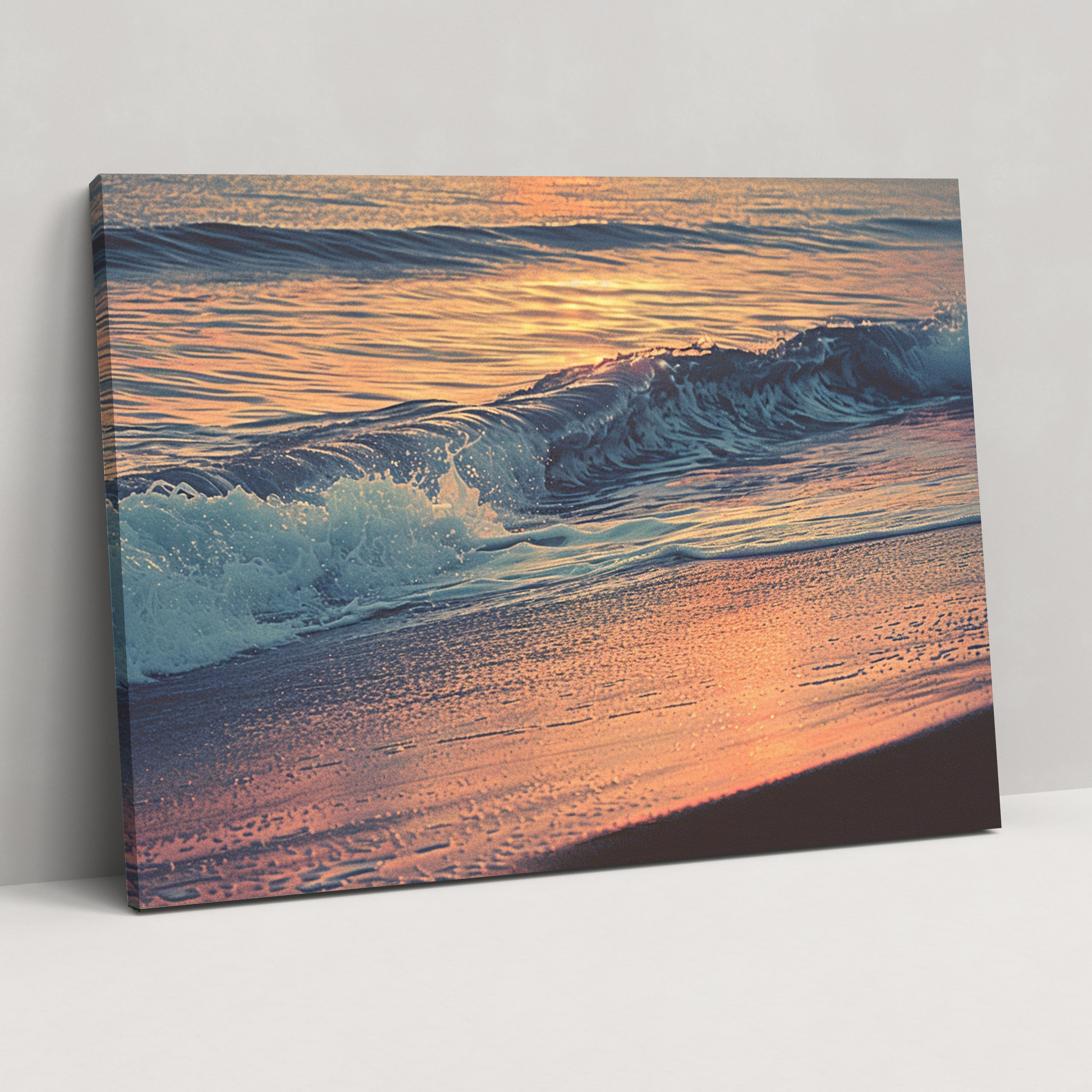 Ocean Waves Pointillism Canvas Print - Pointillism, Canvas Print, Wall Decoration, Sunrise