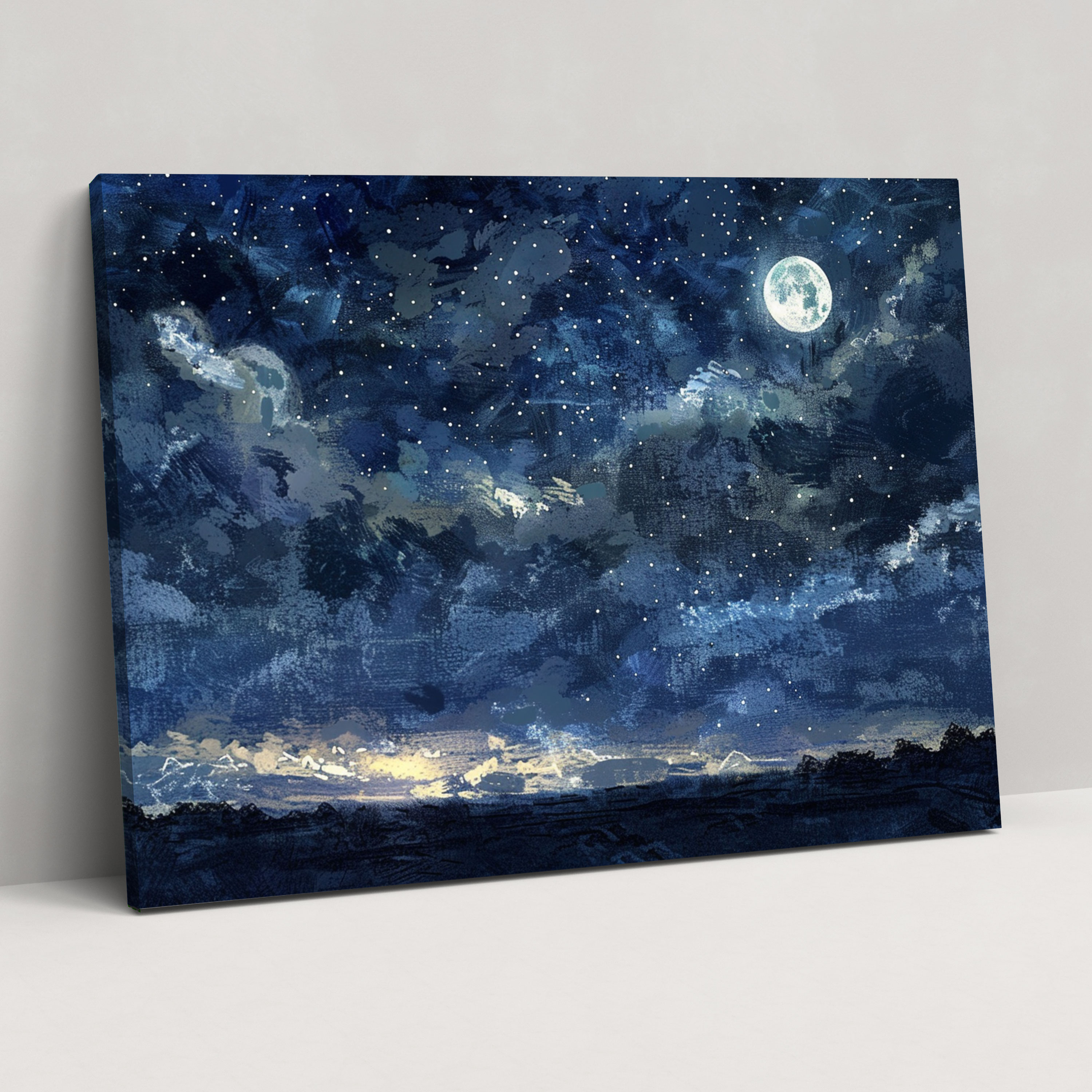 Starry Night Sky Pointillism Canvas Print - Pointillism, Starry Night Sky, Canvas Wall Art, Pointillism