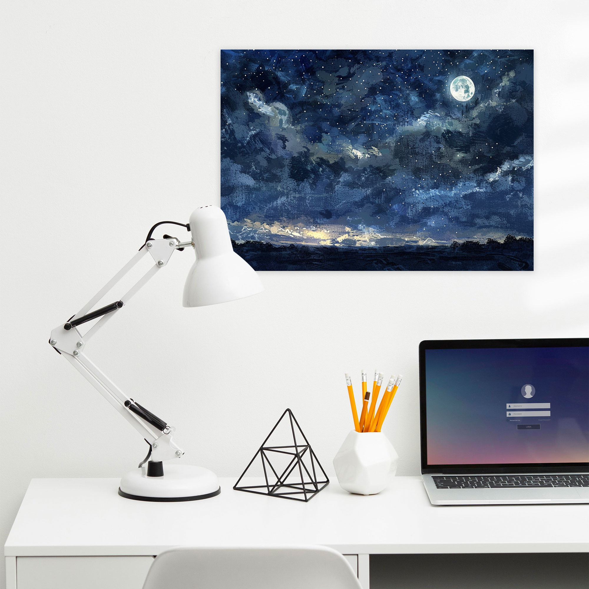 Starry Night Sky Pointillism Canvas Print - Pointillism, Starry Night Sky, Canvas Wall Art, Pointillism