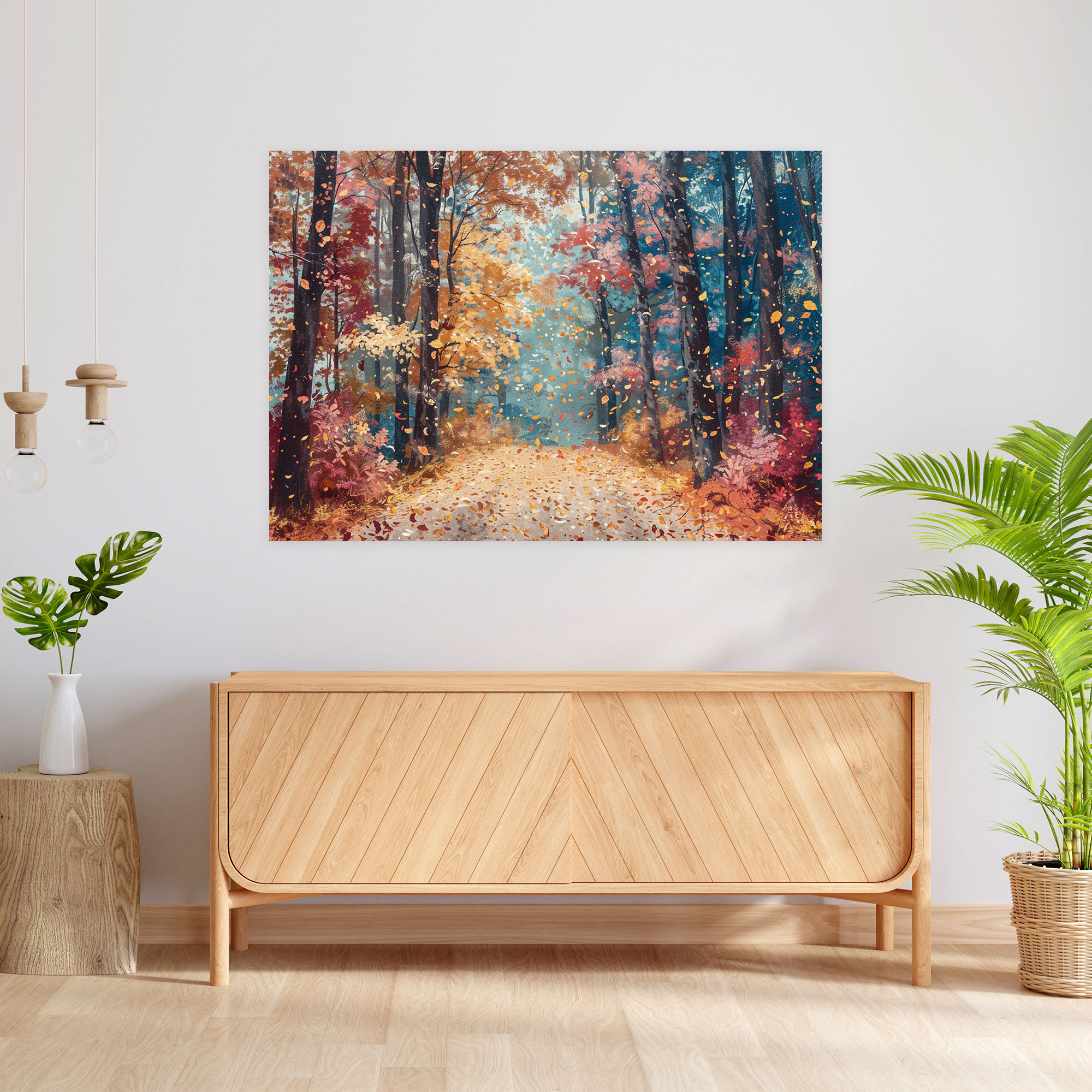 Autumn Forest Pointillism Wall Art - Pointillism, Wall Decoration, Canvas Art, Home Decoration