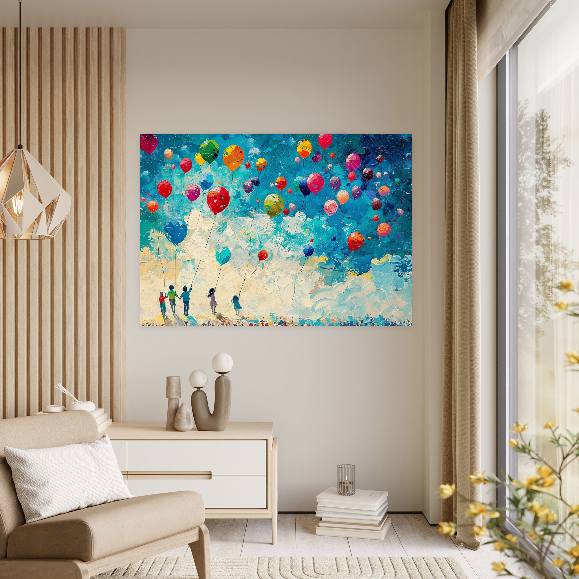 Colorful Balloons Pointillism Wall Art - Pointillism, Wall Decoration, Wall Art, Canvas Wall Art