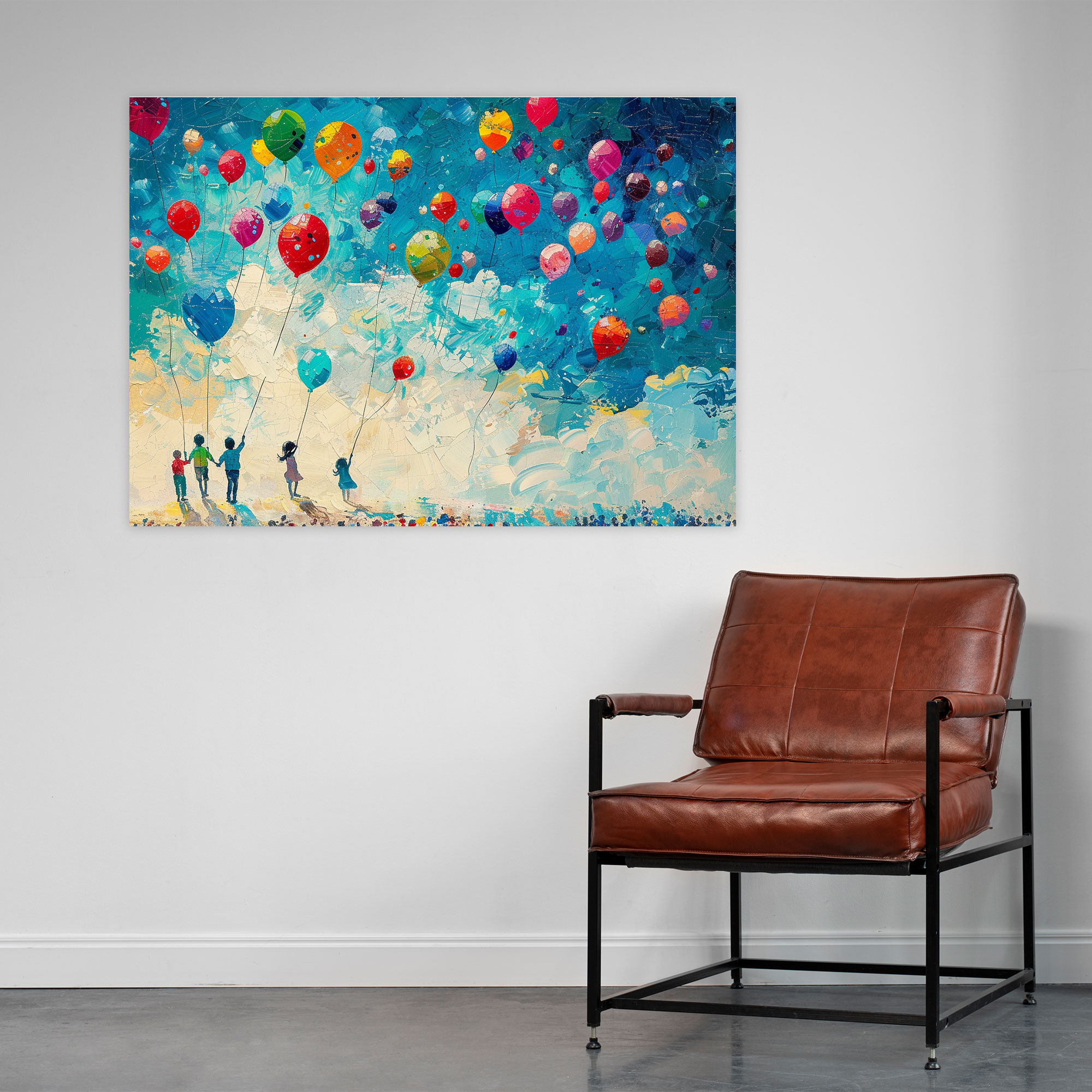 Colorful Balloons Pointillism Wall Art - Pointillism, Wall Decoration, Wall Art, Canvas Wall Art