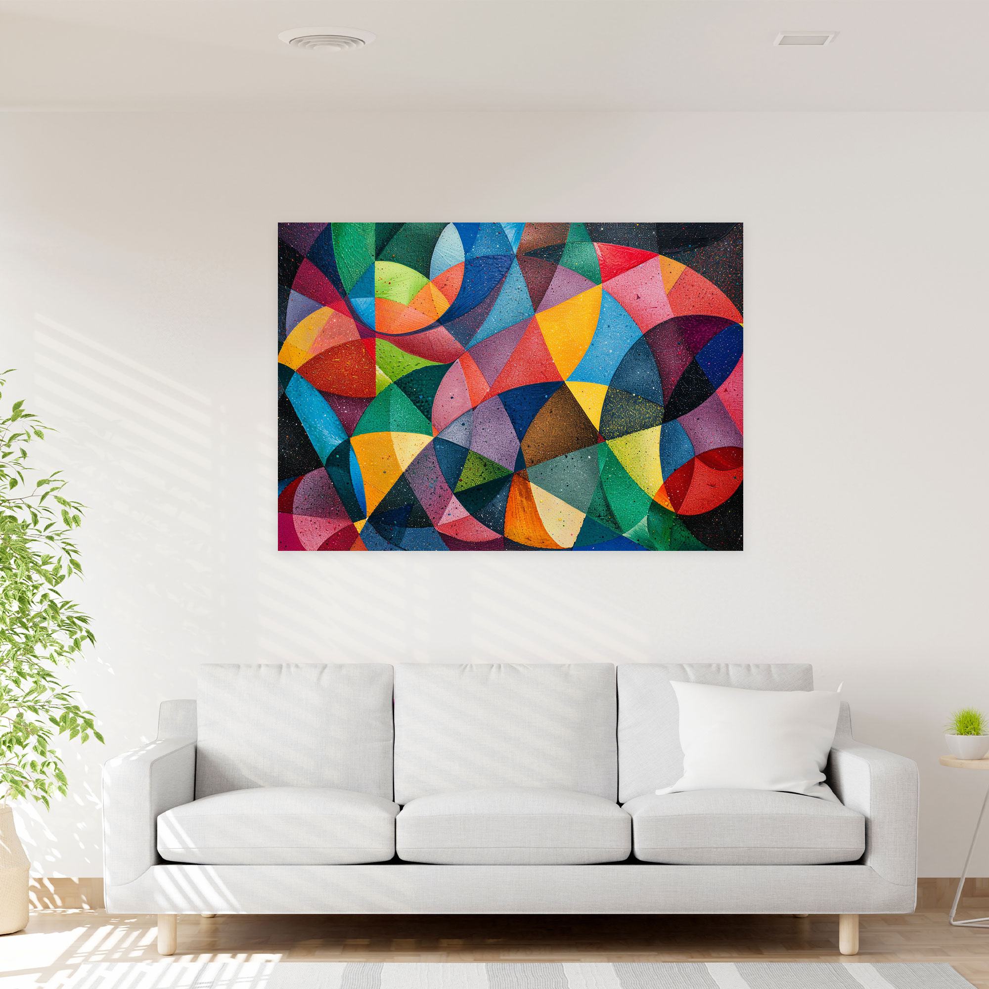 Vibrant Shapes Pointillism Canvas Print - Pointillism, Wall Decoration, Home Decoration, Canvas Wall Art