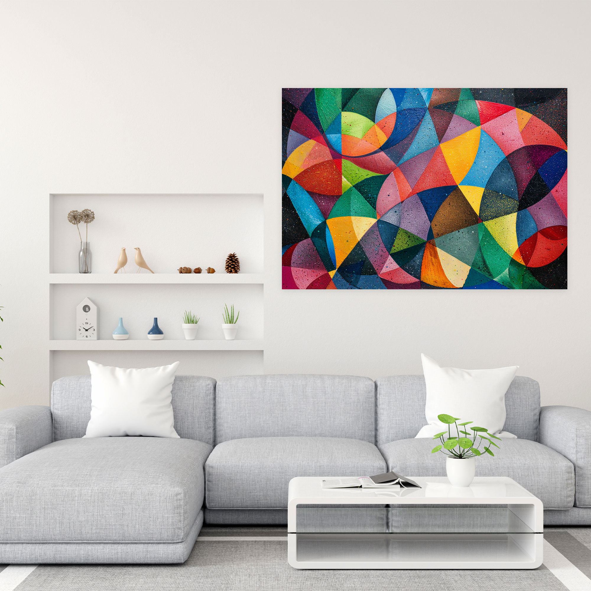 Vibrant Shapes Pointillism Canvas Print - Pointillism, Wall Decoration, Home Decoration, Canvas Wall Art