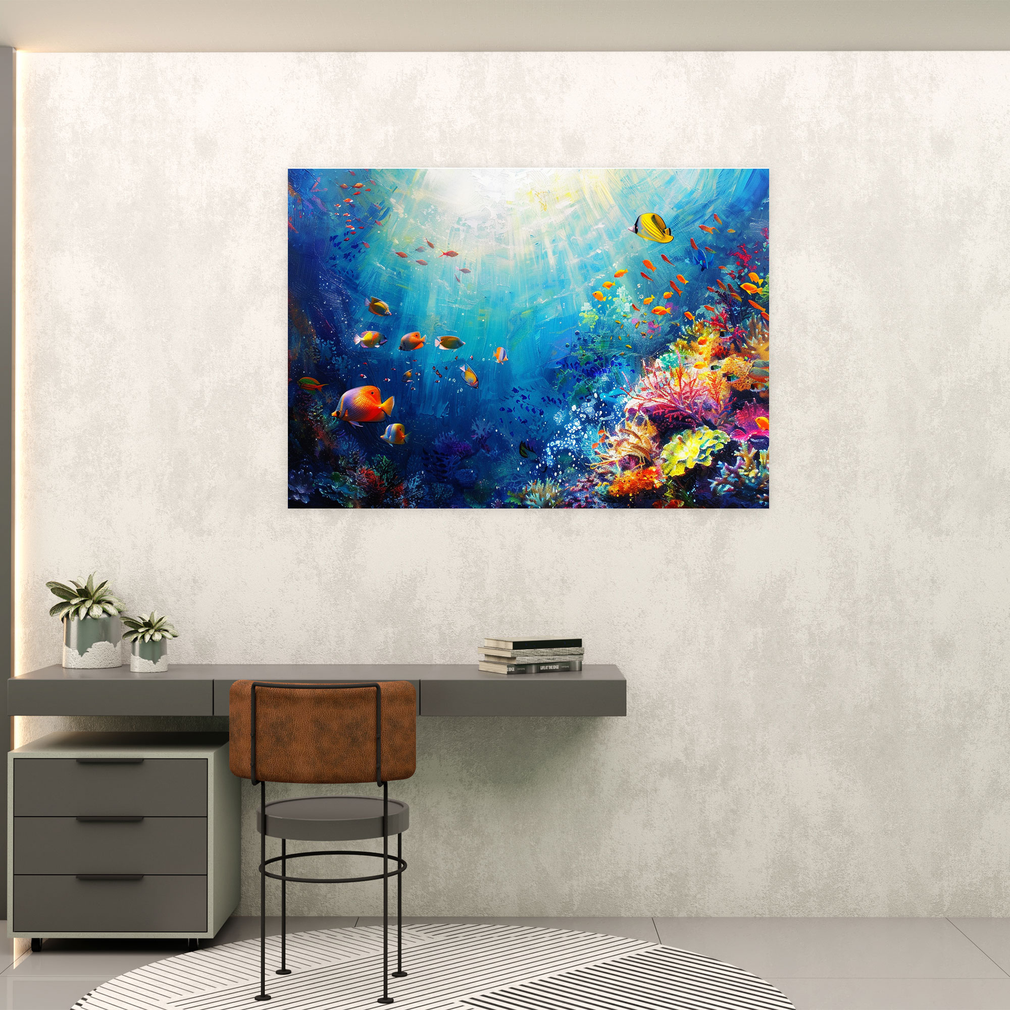 Underwater World Pointillism Wall Decoration - Pointillism, Pointillism, Canvas Wall Art, Home Decoration