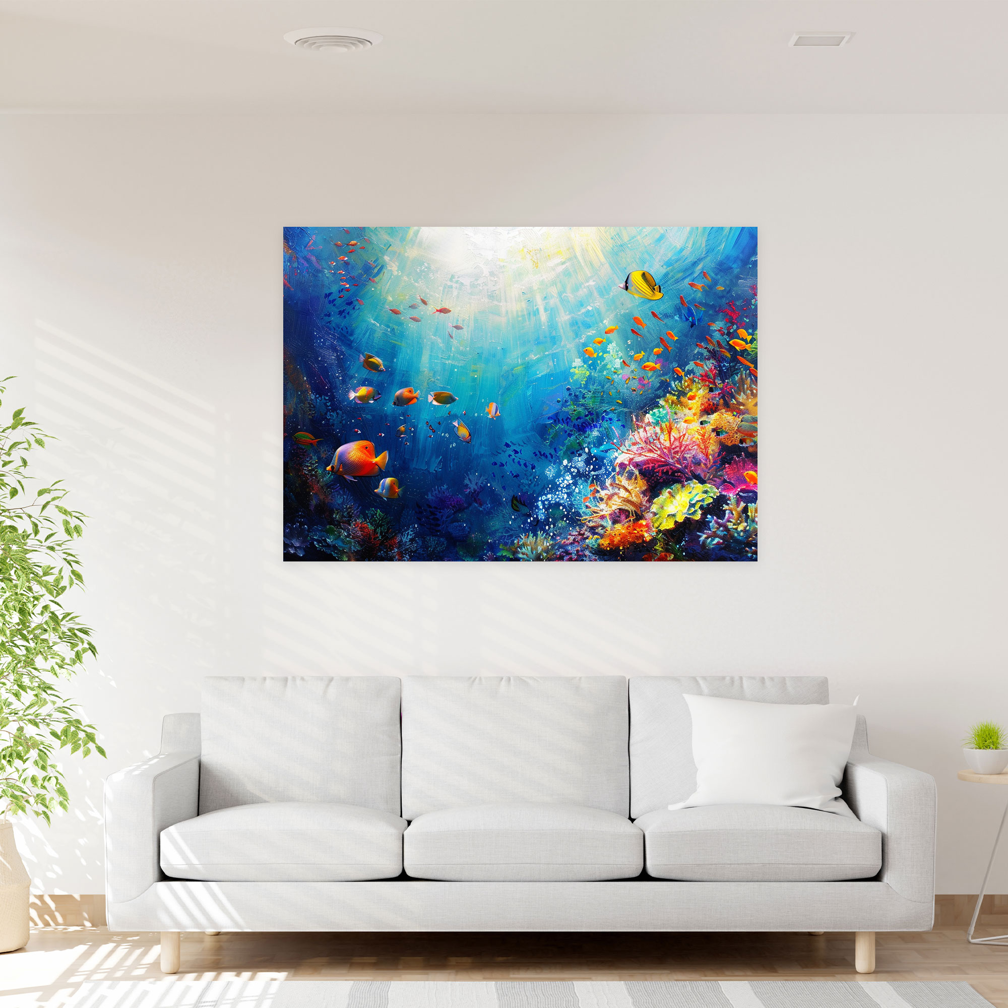 Underwater World Pointillism Wall Decoration - Pointillism, Pointillism, Canvas Wall Art, Home Decoration
