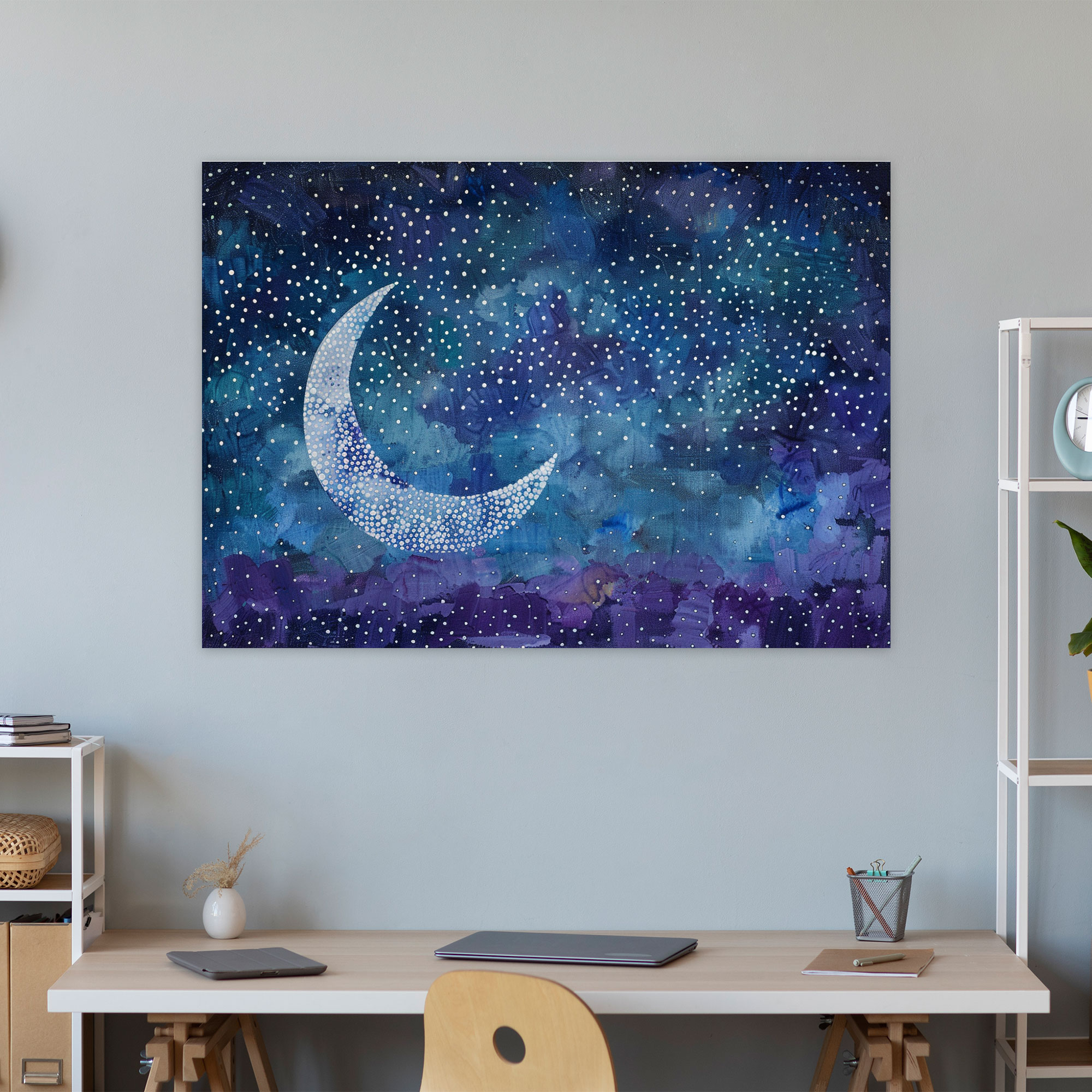 Starry Night Pointillism Wall Art - Pointillism, Pointillism, Wall Decoration, Wall Art