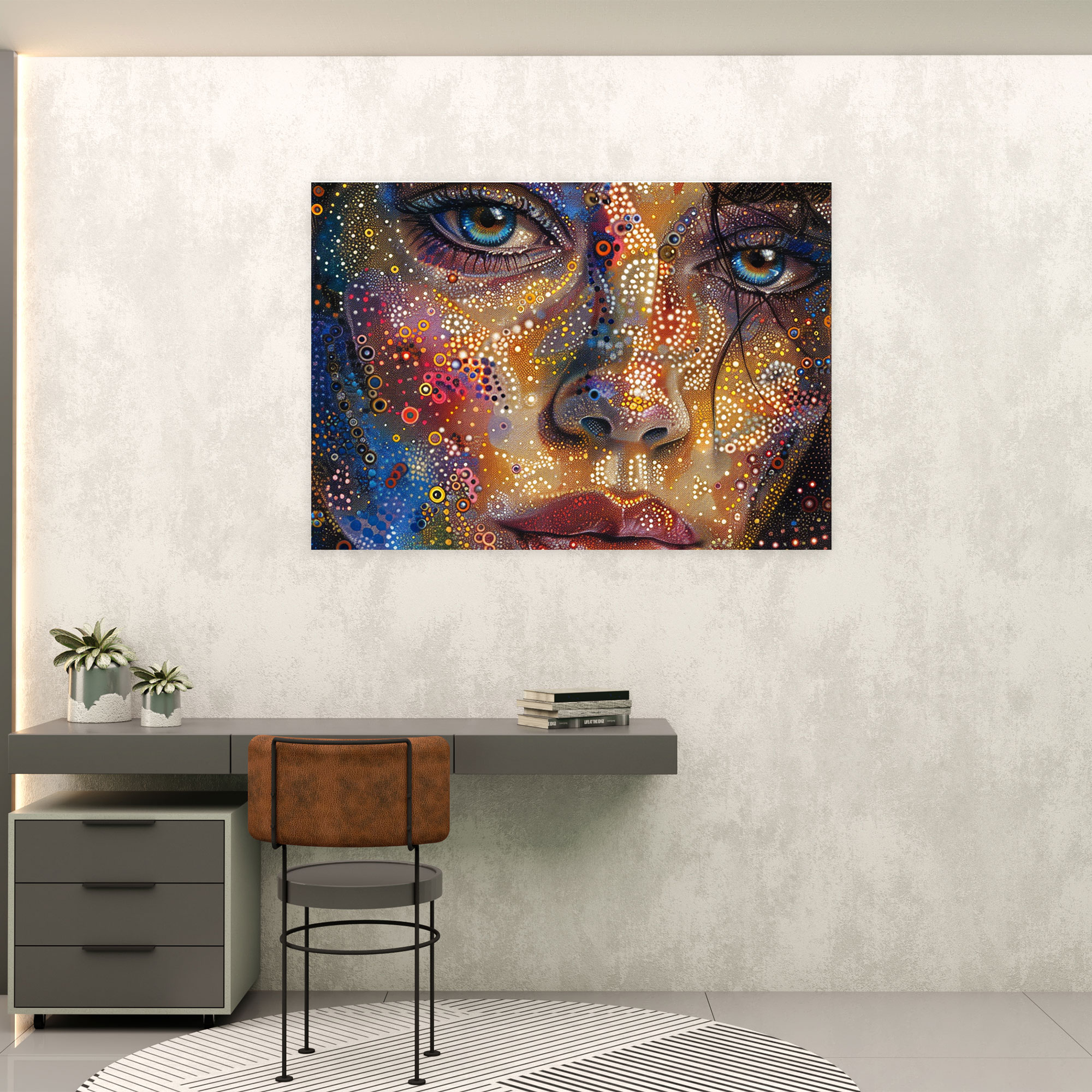 Pointillism Portrait Canvas Print Wall Art - Pointillism, Wall Decoration, Home Decoration, Canvas Print