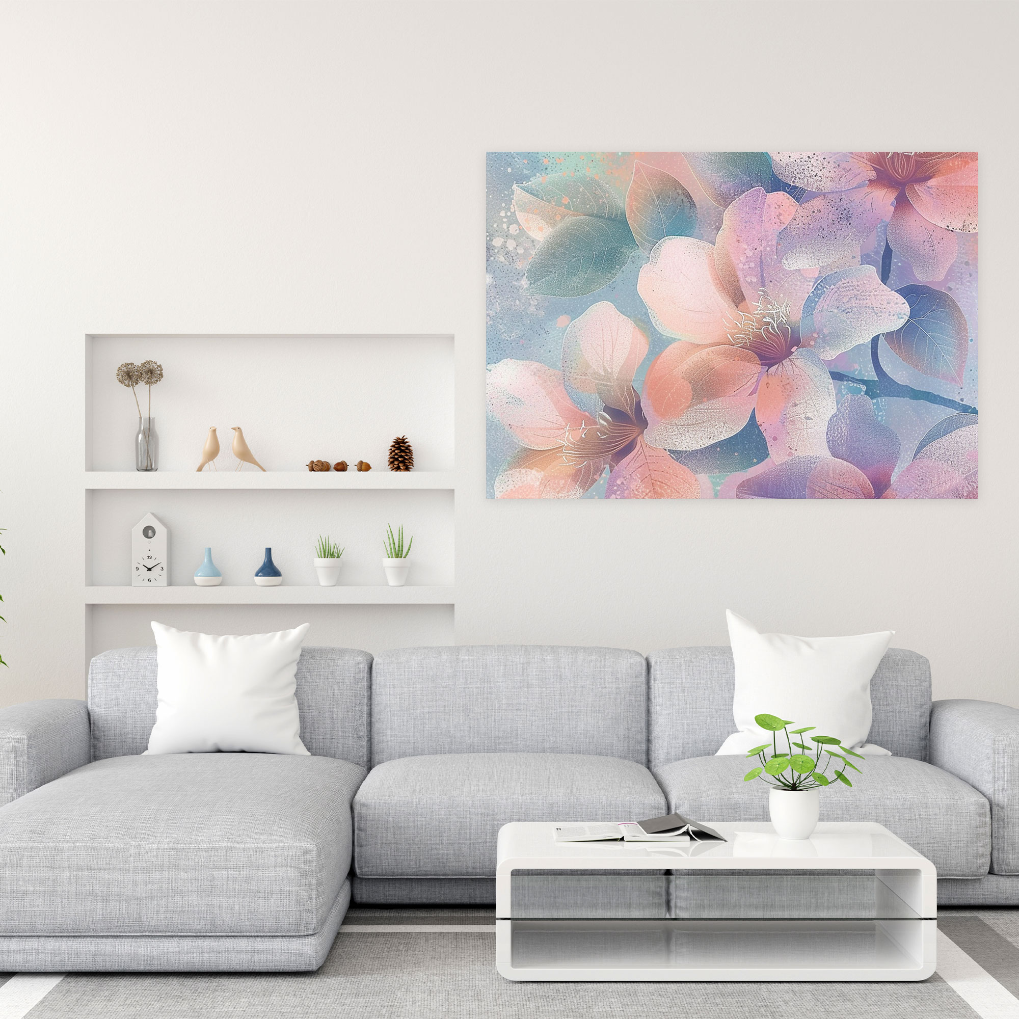 Floral Pointillism Canvas Print Wall Decoration - Pointillism, Canvas Wall Art, Canvas, Canvas Print