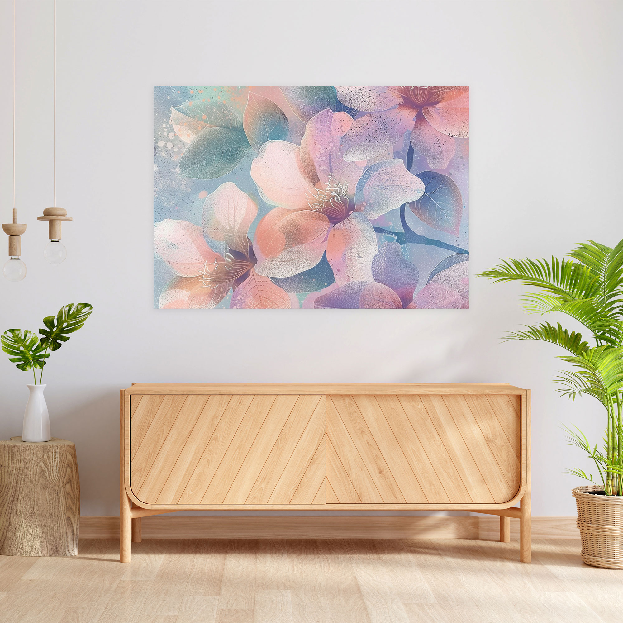 Floral Pointillism Canvas Print Wall Decoration - Pointillism, Canvas Wall Art, Canvas, Canvas Print
