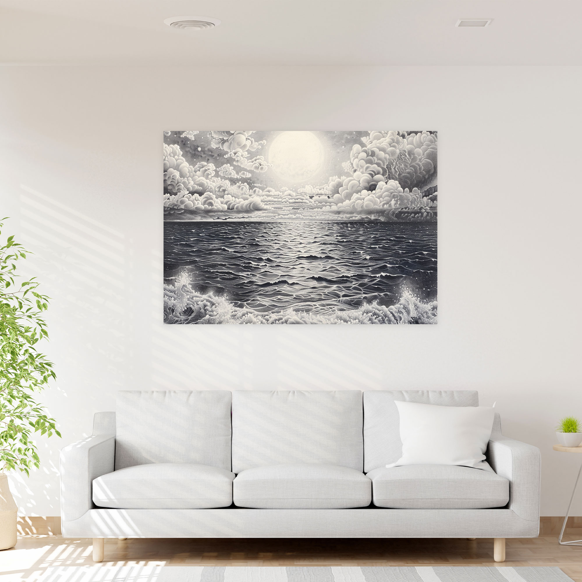 Seascape Pointillism Canvas Print Wall Art - Pointillism, Home Decoration, Canvas Print, Canvas Wall Art