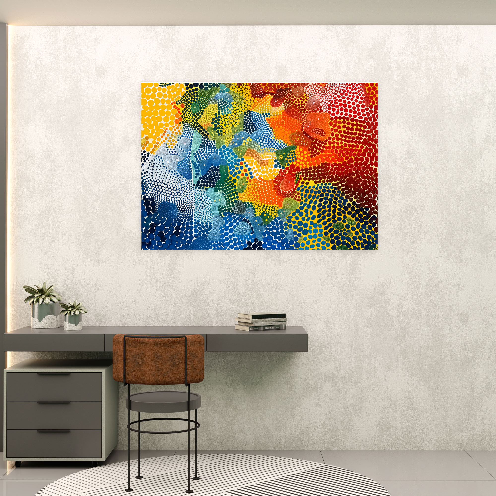 Bold Abstract Pointillism Canvas Print Wall Decoration - Pointillism, Canvas Wall Art, Canvas, Canvas Print