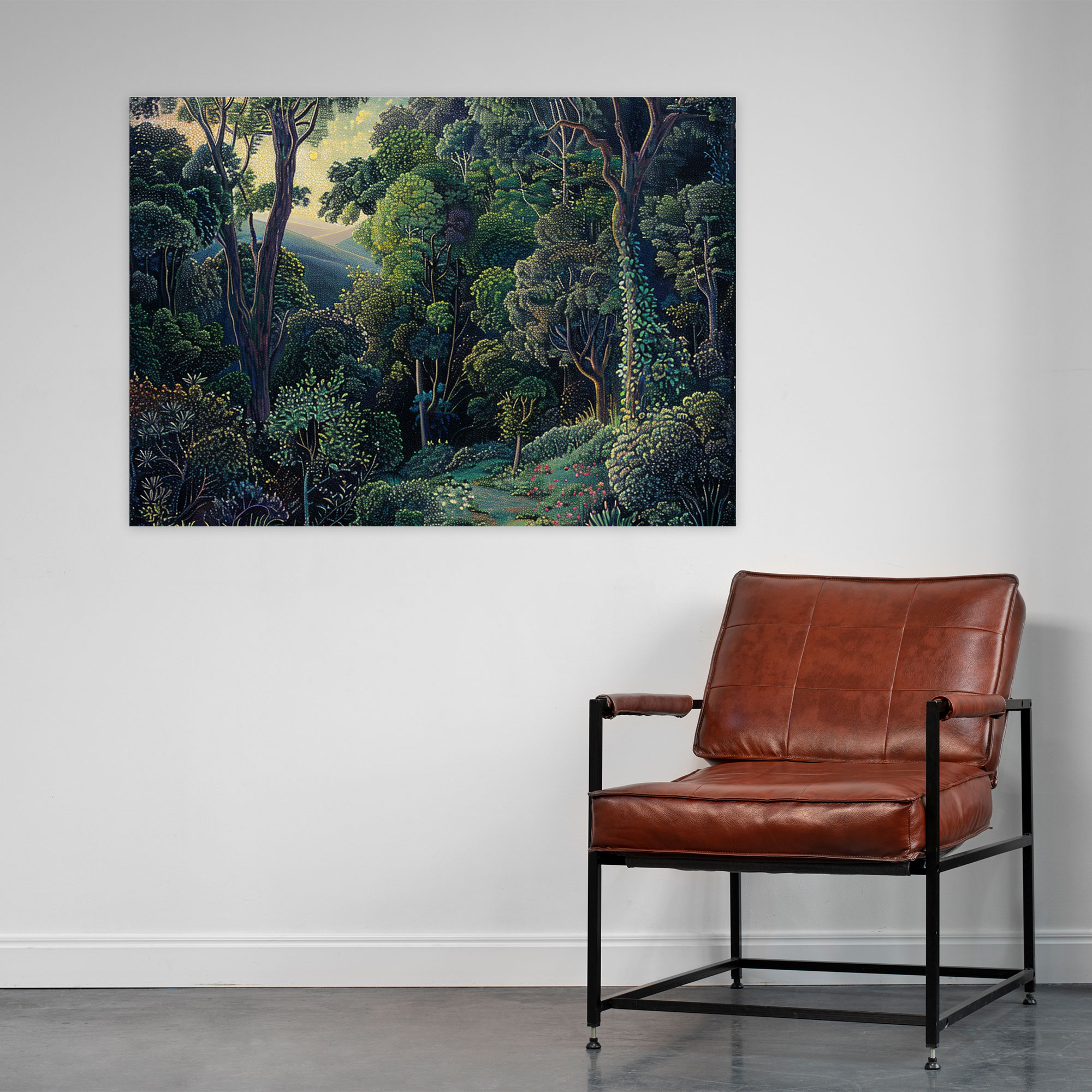 Forest Scene Pointillism Canvas Print Wall Art - Pointillism, Canvas Wall Art, Canvas Print, Canvas