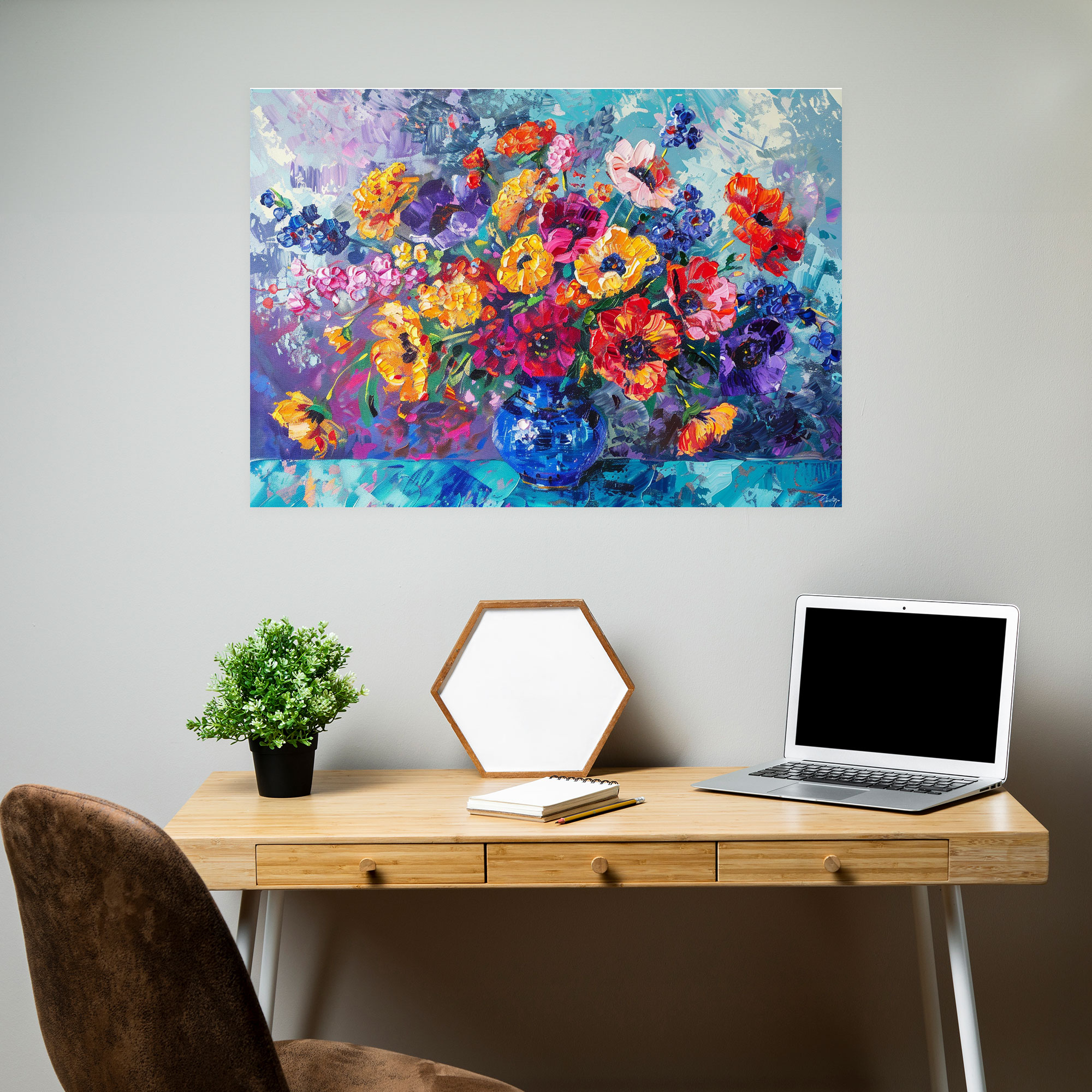 Pointillism Floral Bliss Canvas Print - Pointillism, Pointillism, Home Decoration, Wall Art