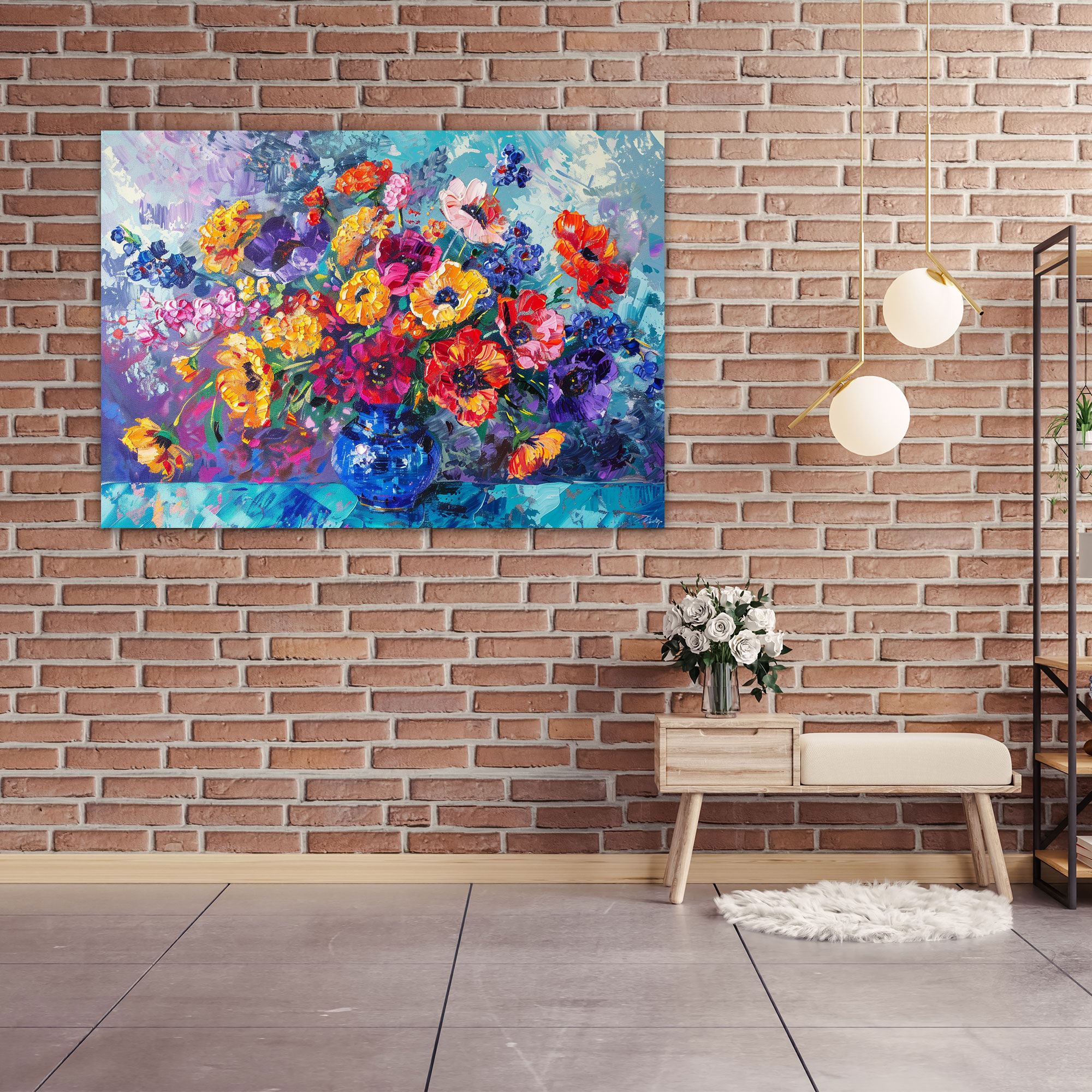 Pointillism Floral Bliss Canvas Print - Pointillism, Pointillism, Home Decoration, Wall Art