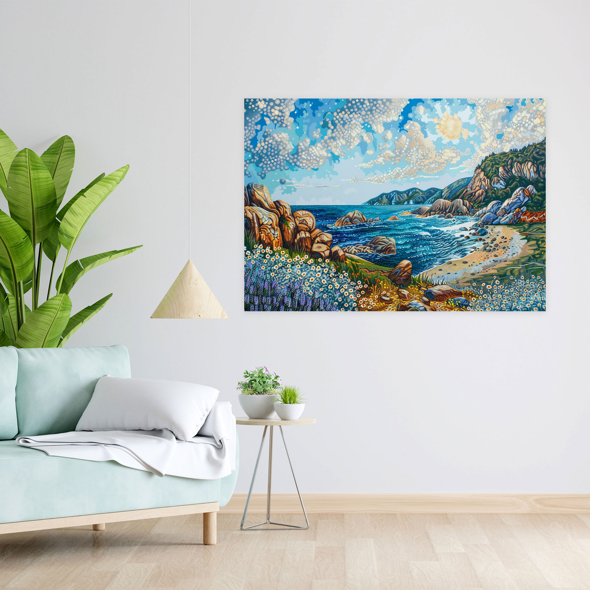 Pointillism Coastal Serenity Wall Art - Pointillism, Wall Decoration, Home Decoration, Wall Art