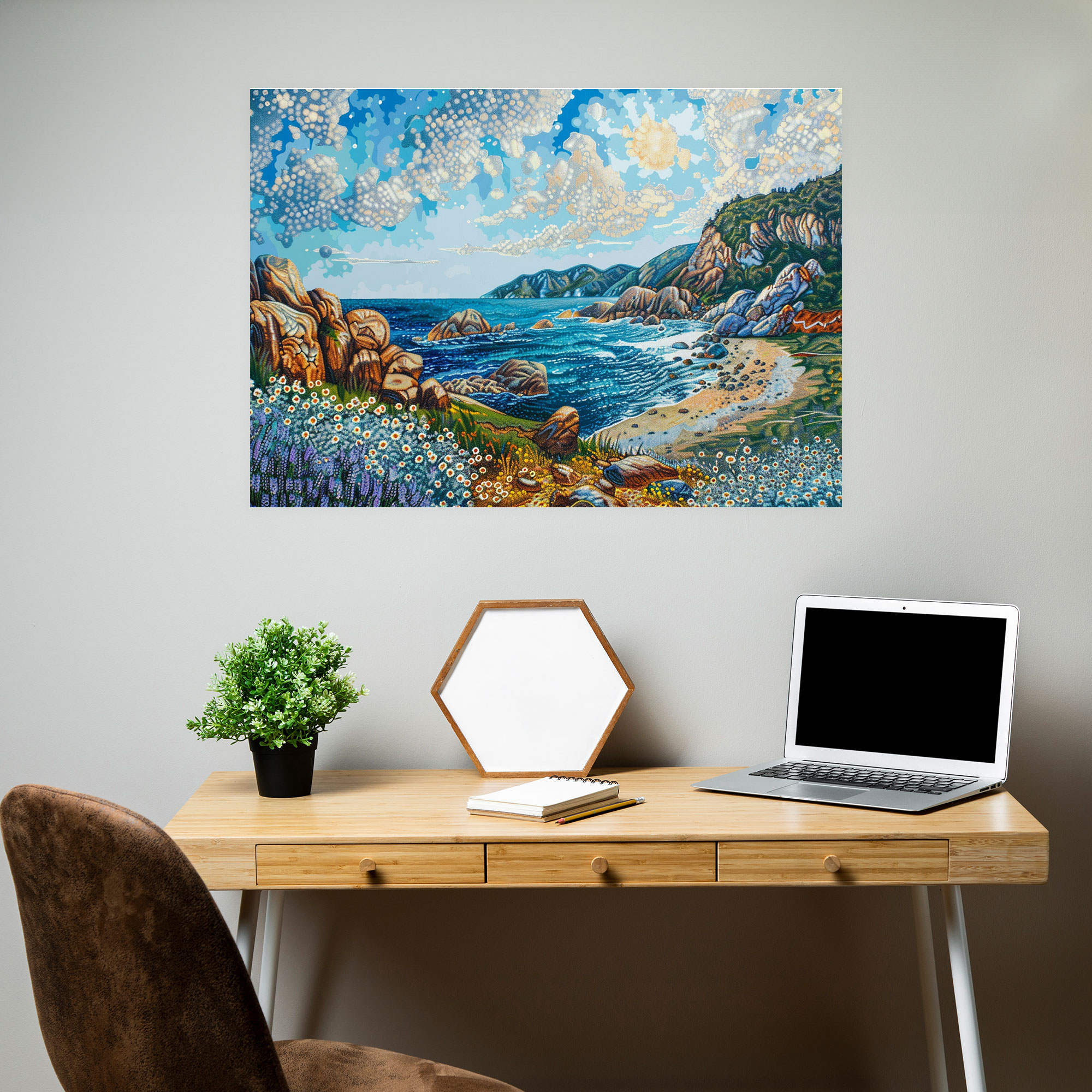 Pointillism Coastal Serenity Wall Art - Pointillism, Wall Decoration, Home Decoration, Wall Art