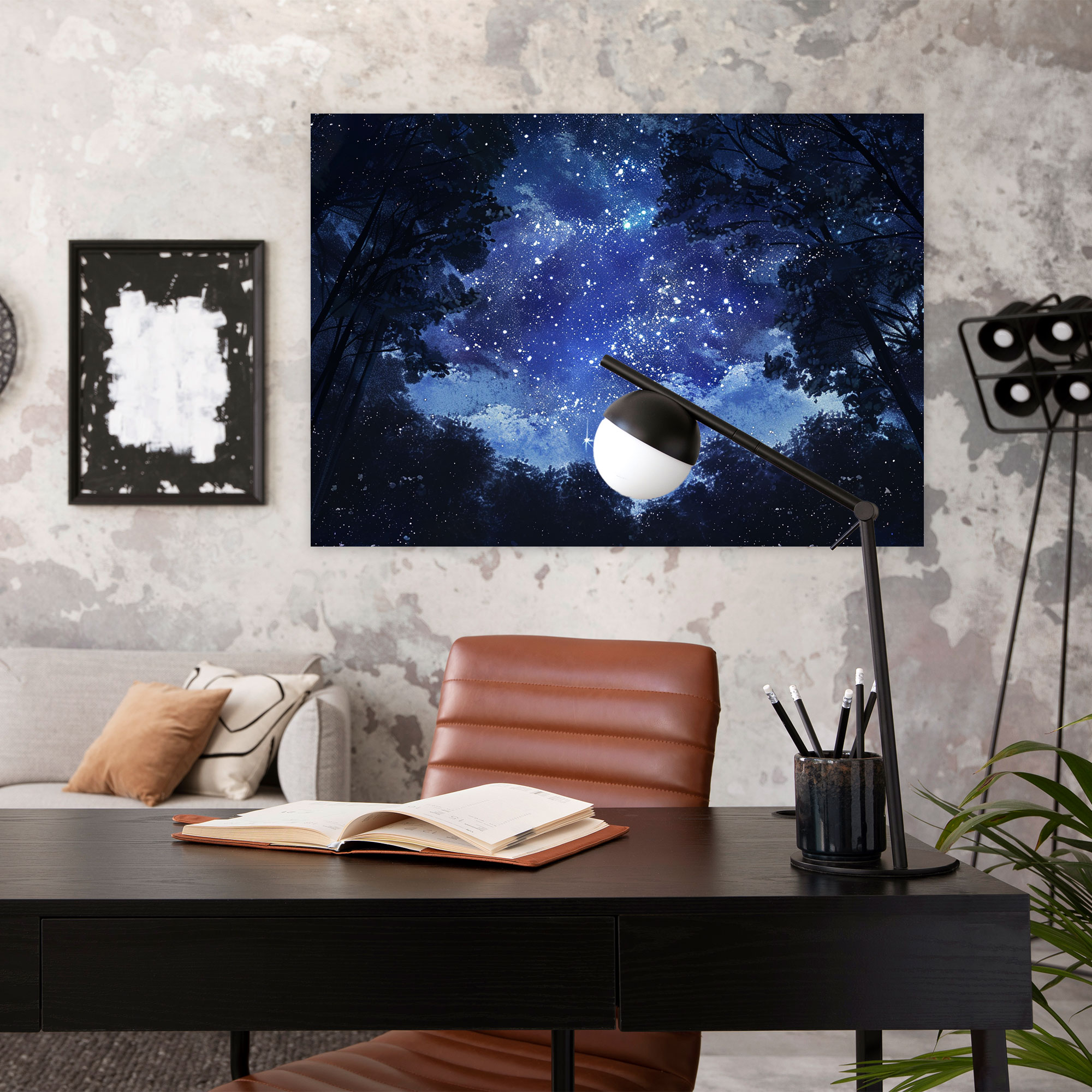 Pointillism Starlit Nights Canvas Print - Pointillism, Canvas, Home Decoration, Celestial