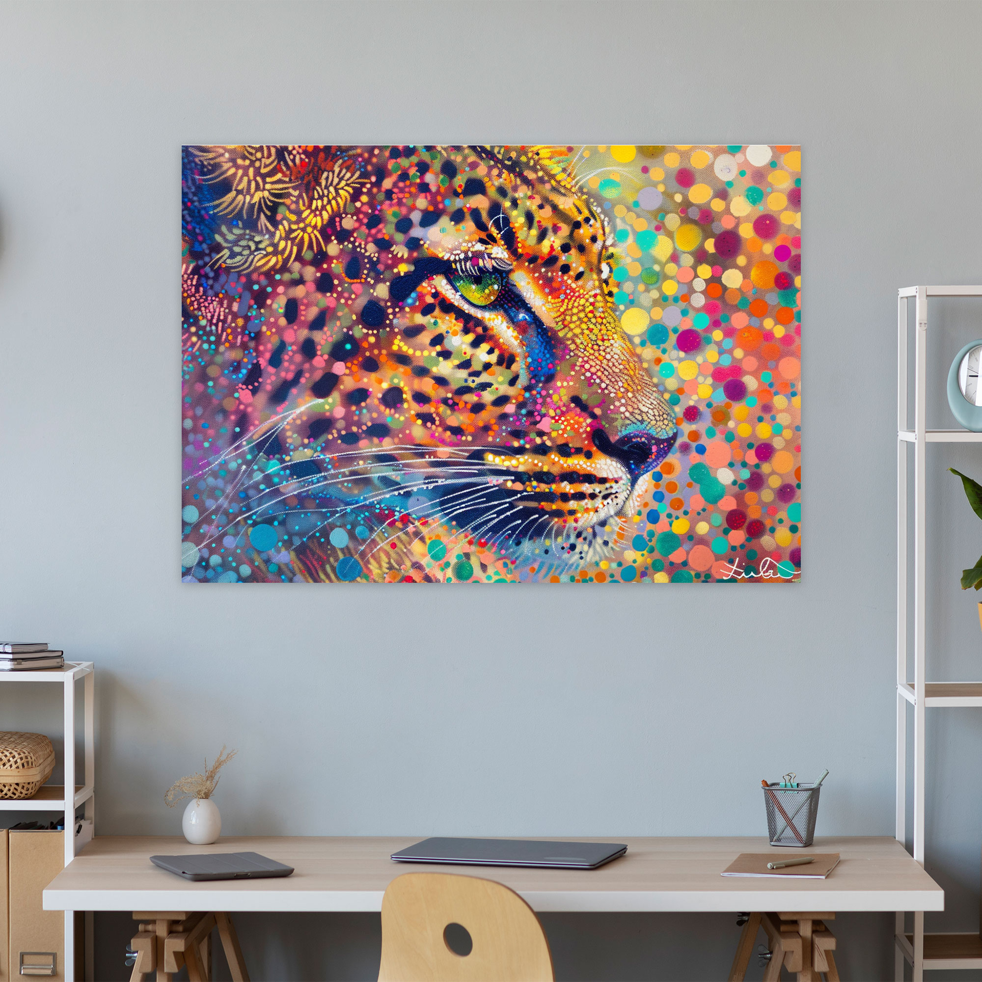 Pointillism Animal Magic Wall Art - Pointillism, Pointillism, Canvas Wall Art, Animal Portrait