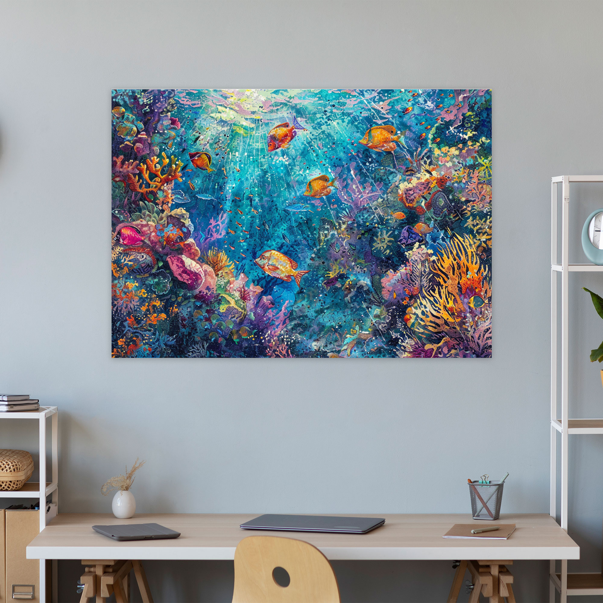 Pointillism Ocean Odyssey Canvas Print - Pointillism, Wall Art, Captivating, Pointillism