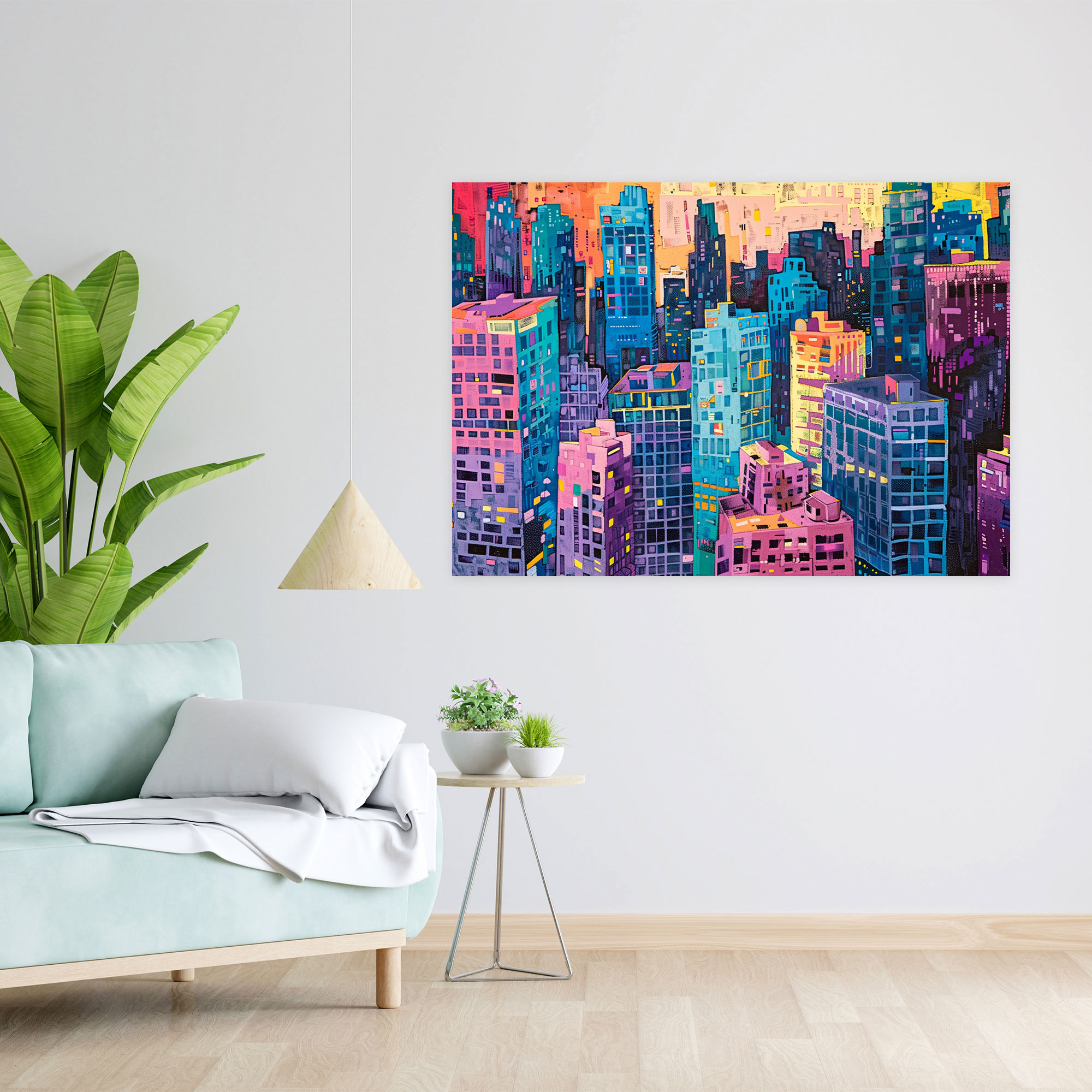 Pointillism Urban Energy Wall Decoration - Pointillism, Urban, Canvas Wall Art, Bold