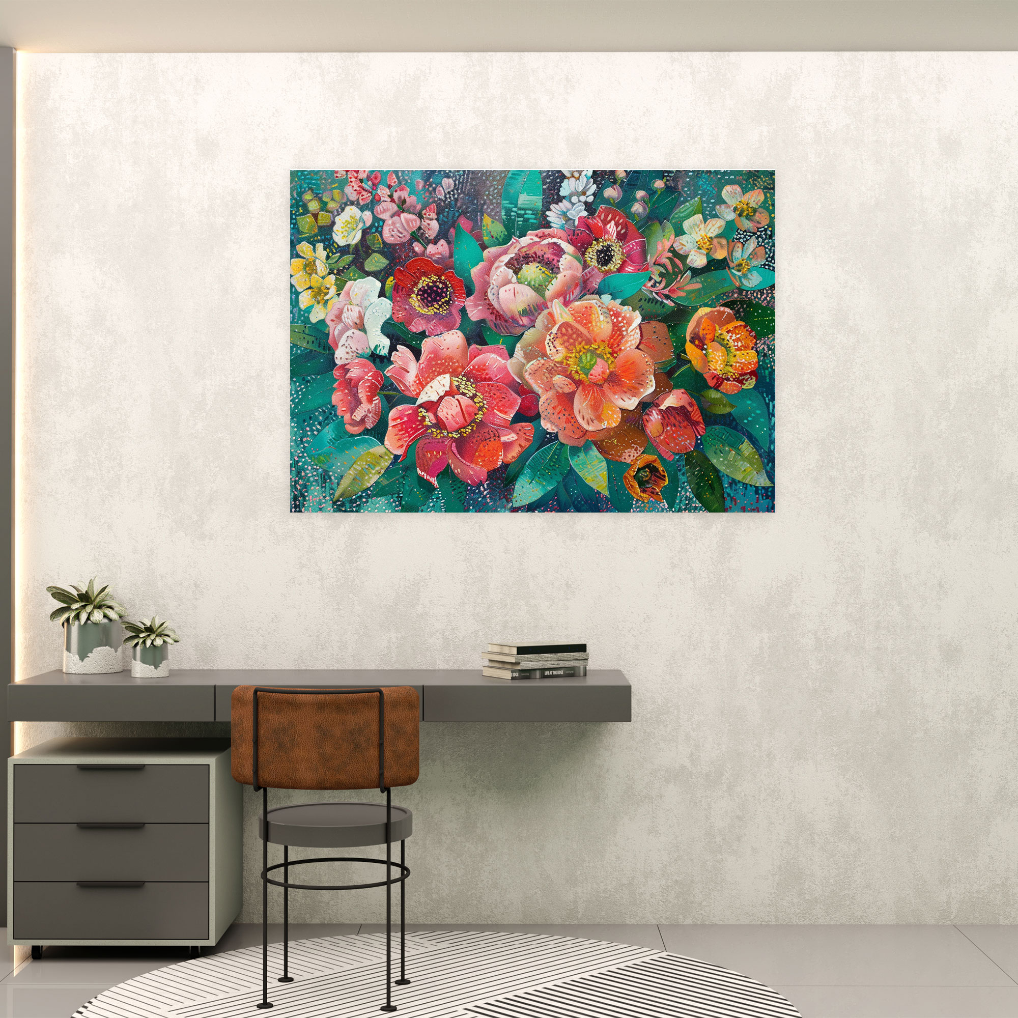 Pointillism Floral Symphony Wall Art - Pointillism, Pointillism, Pointillism Style, Wall Decoration