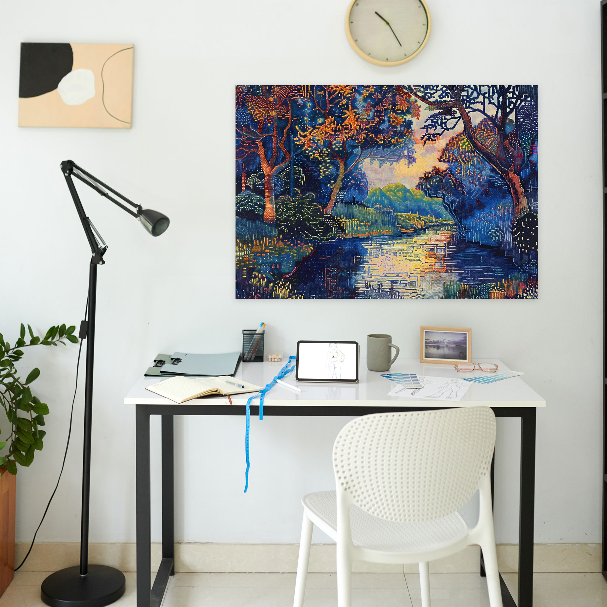 Pointillism Landscape Canvas Print - Pointillism, Home Decoration, Canvas Wall Art, Wall Decoration