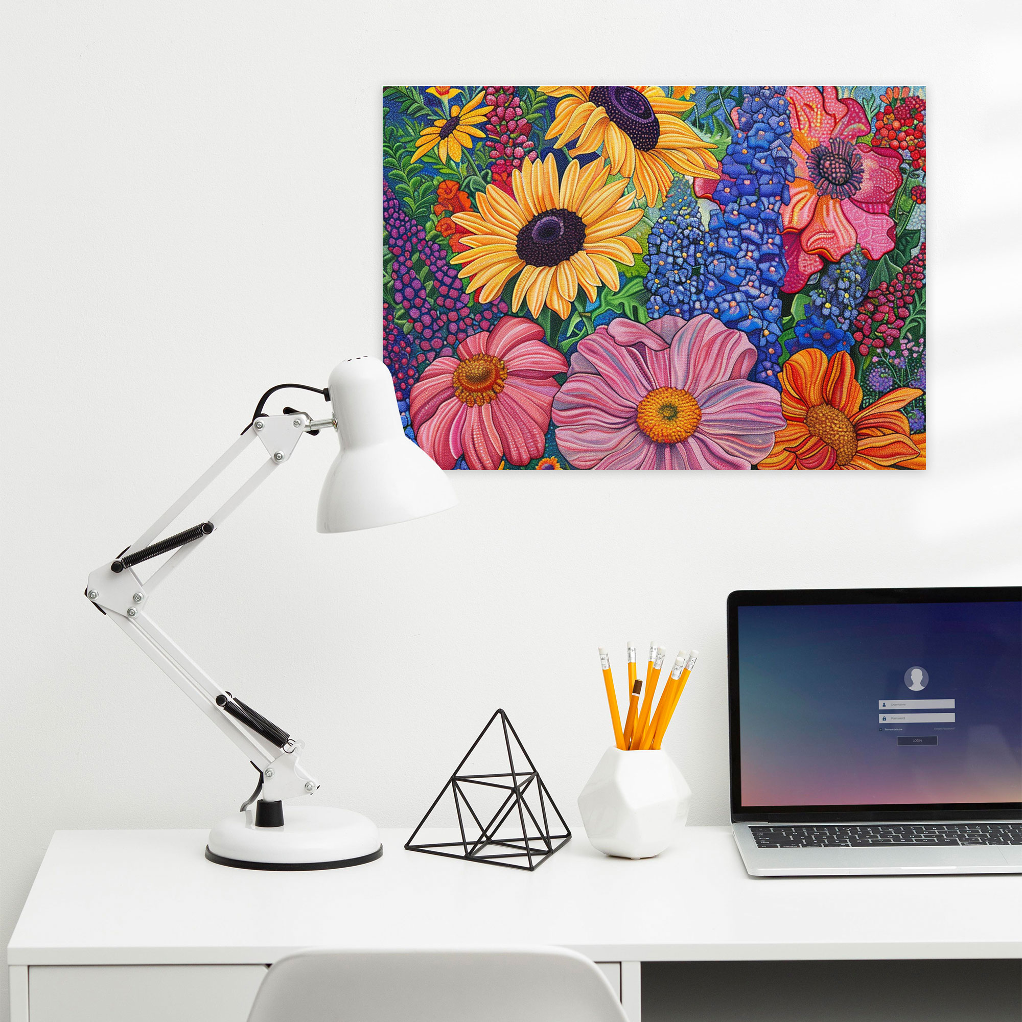 Vibrant Pointillism Floral Wall Art - Pointillism, Pointillism, Wall Decoration, Wall Art