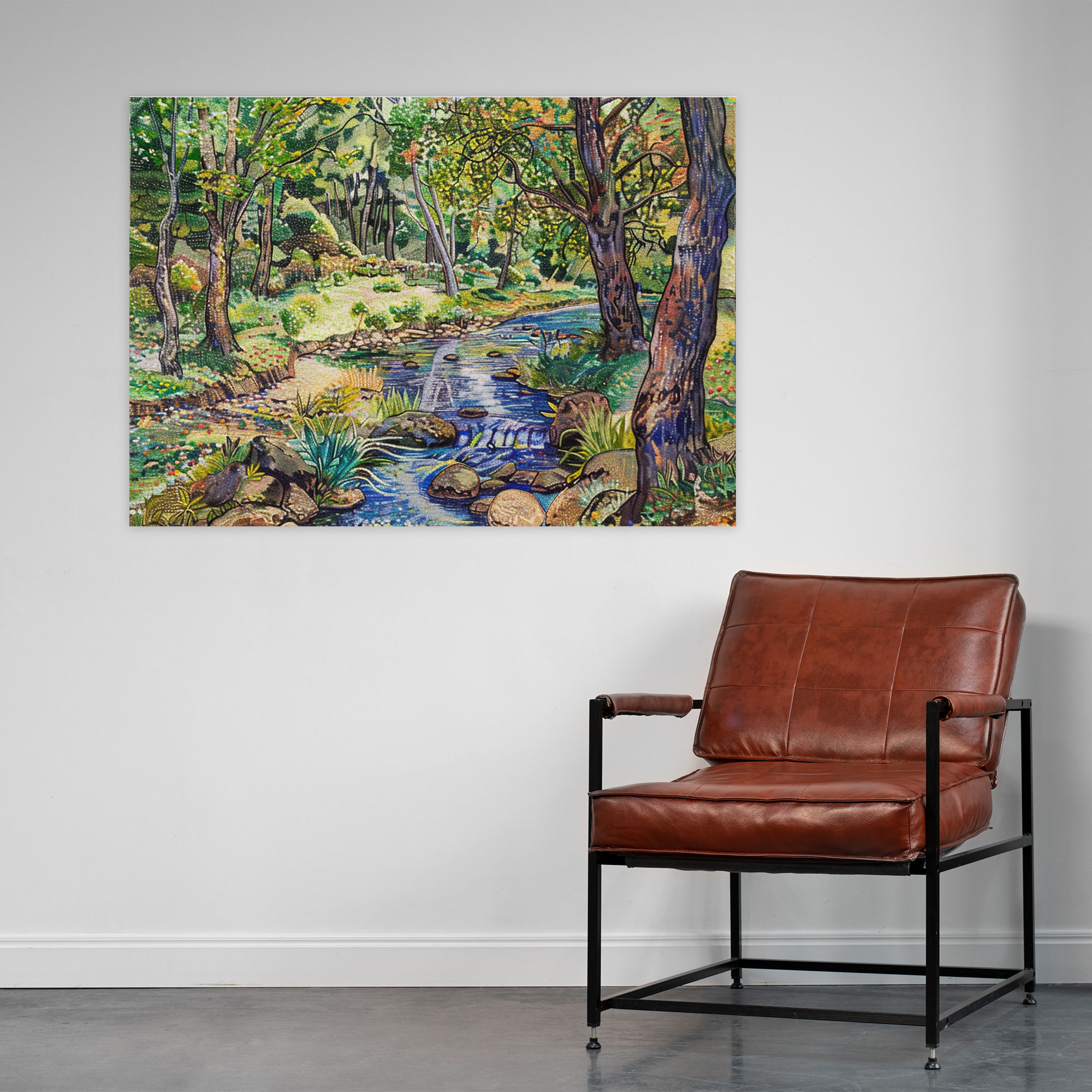 Nature Pointillism Landscape Canvas Print - Pointillism, Canvas, Wall Decoration, Canvas Print
