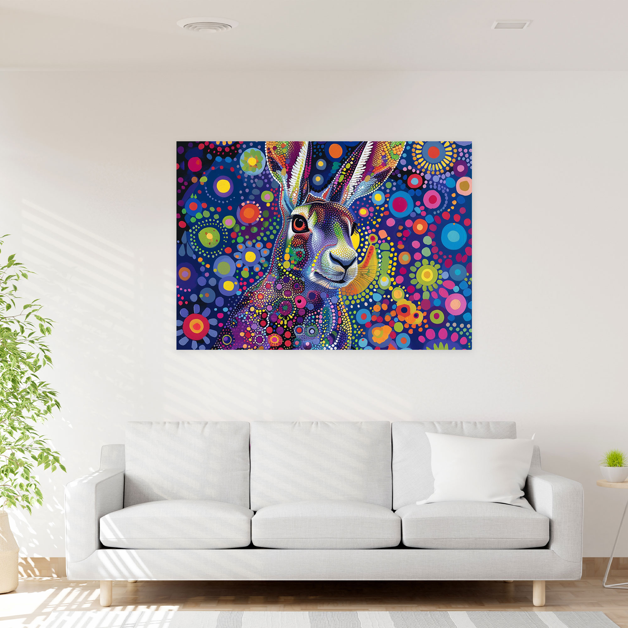 Whimsical Pointillism Animal Canvas Print - Pointillism, Wall Decoration, Pointillism, Canvas