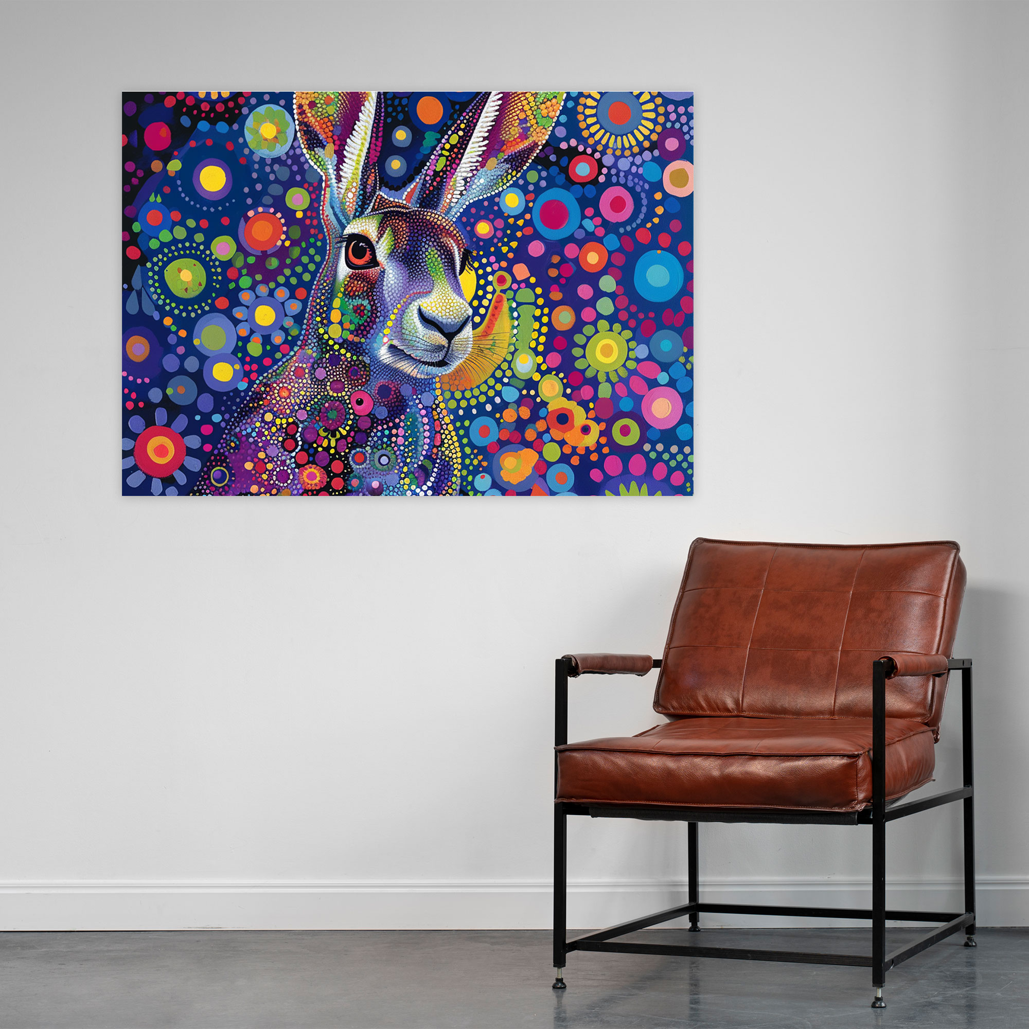 Whimsical Pointillism Animal Canvas Print - Pointillism, Wall Decoration, Pointillism, Canvas