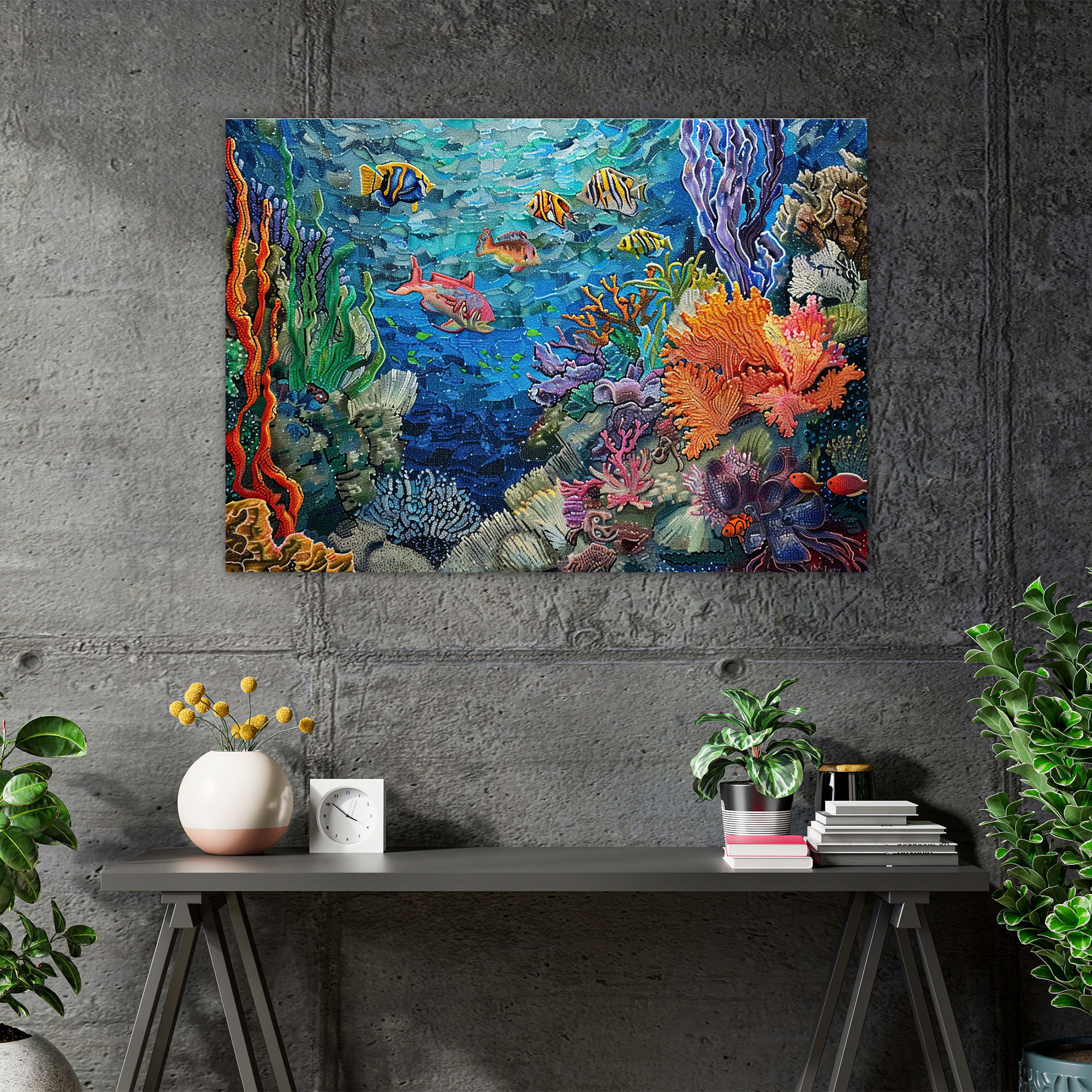 Abstract Underwater Pointillism Canvas Print - Pointillism, Canvas Wall Art, Wall Art, Canvas