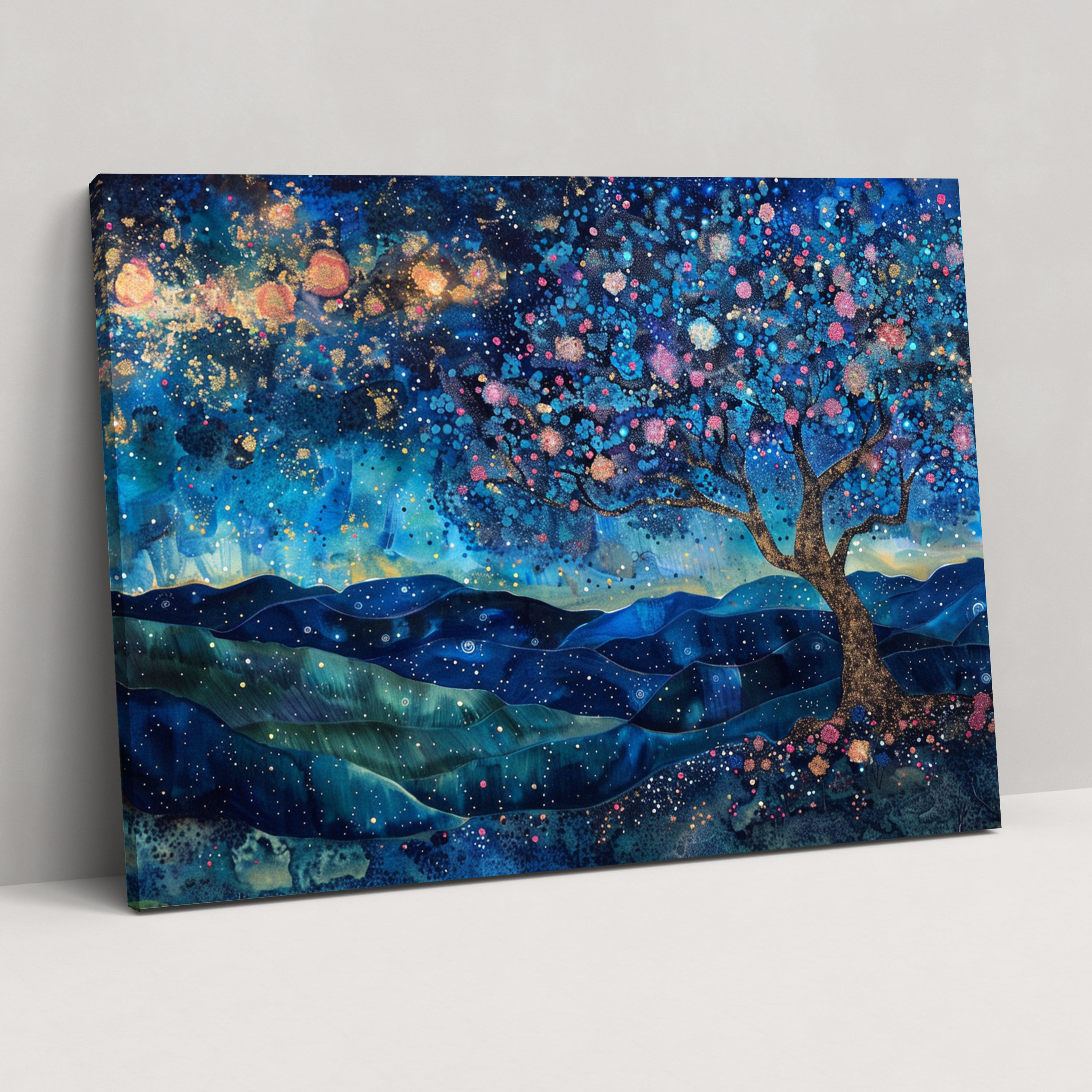 Dreamy Galaxy Pointillism Wall Decoration - Pointillism, Canvas Wall Art, Wall Decoration, Pointillism