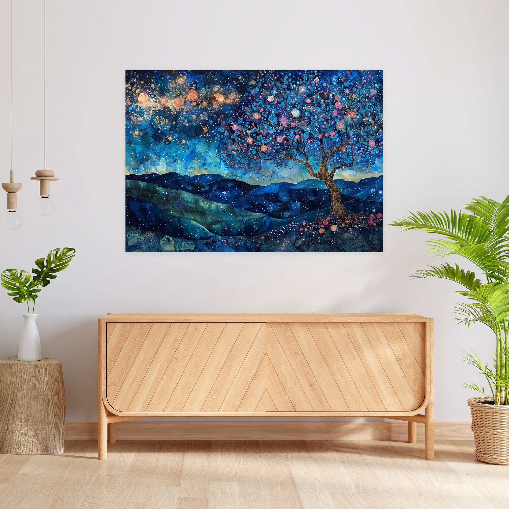 Dreamy Galaxy Pointillism Wall Decoration - Pointillism, Canvas Wall Art, Wall Decoration, Pointillism
